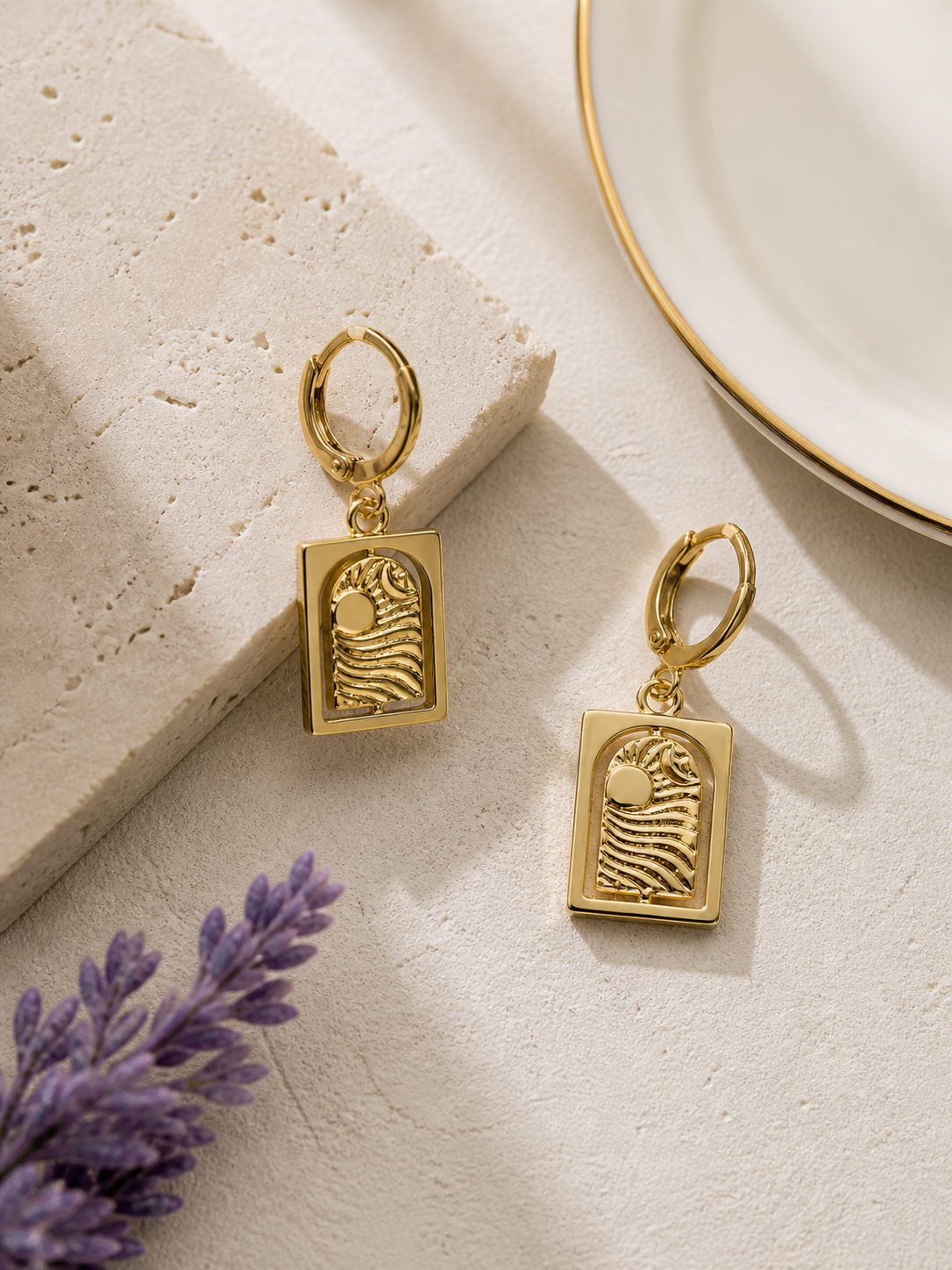 Sunset Ocean Huggie Earrings-