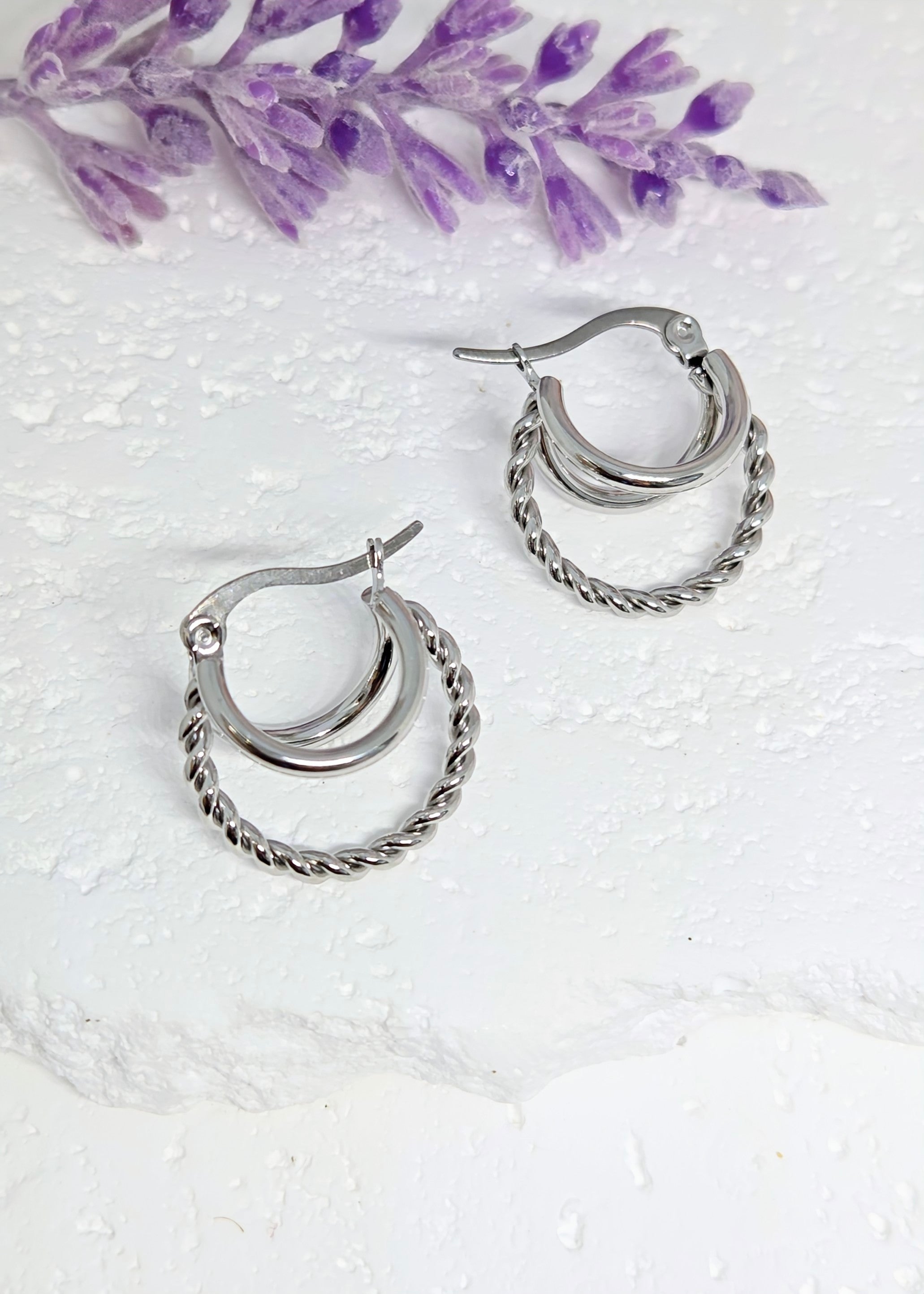 Twisted Triple Hoop Earrings