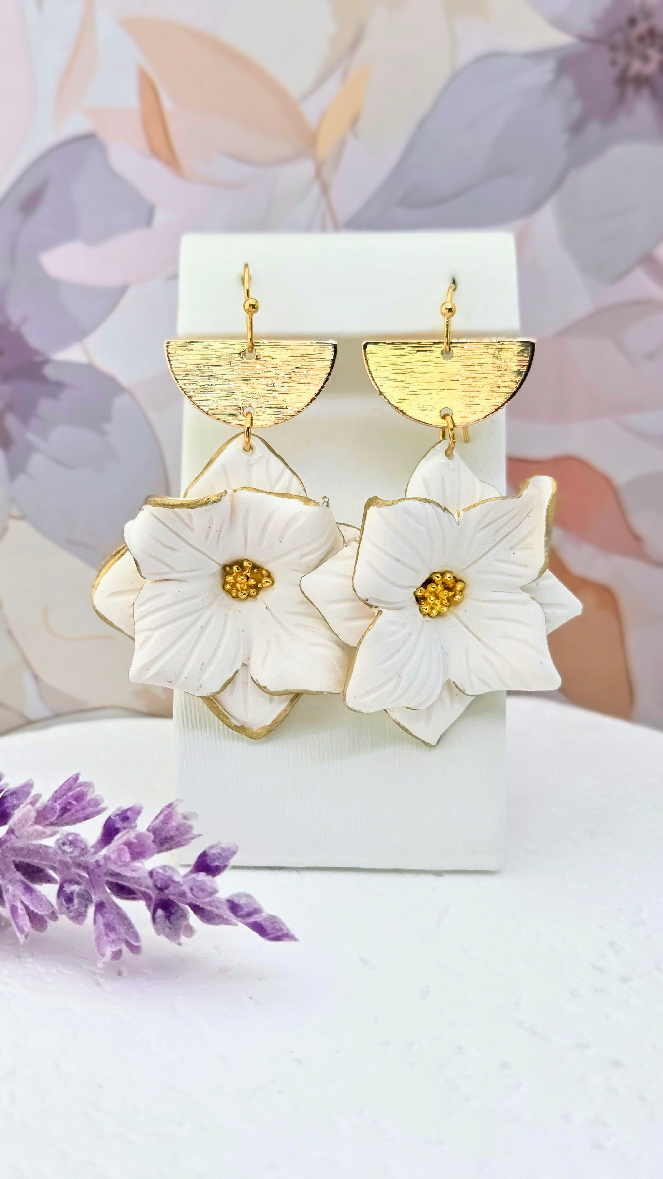 Statement Floral Drop Earrings- Multiple Colors