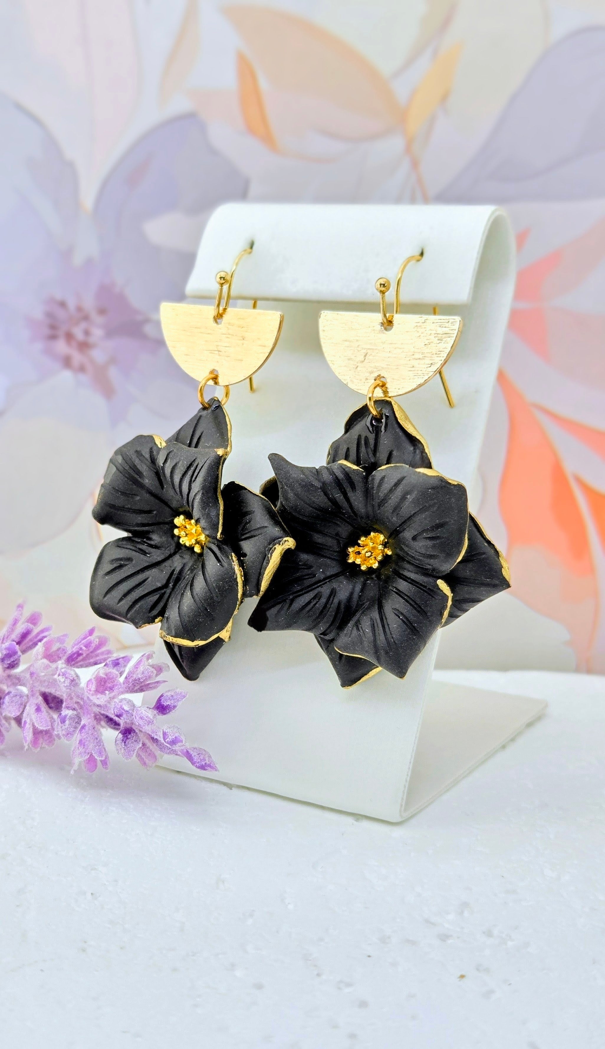 Statement Floral Drop Earrings- Multiple Colors