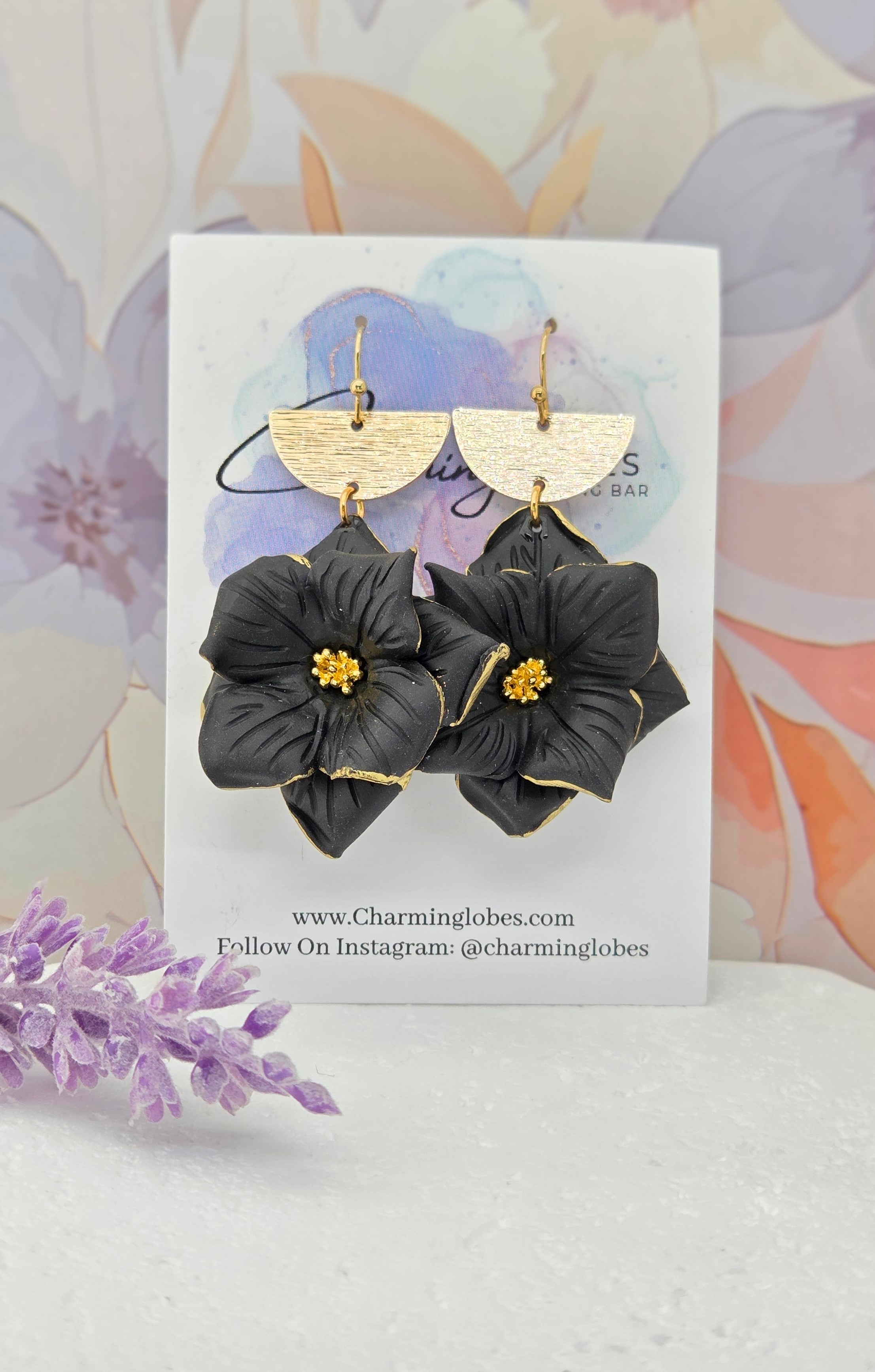 Statement Floral Drop Earrings- Multiple Colors