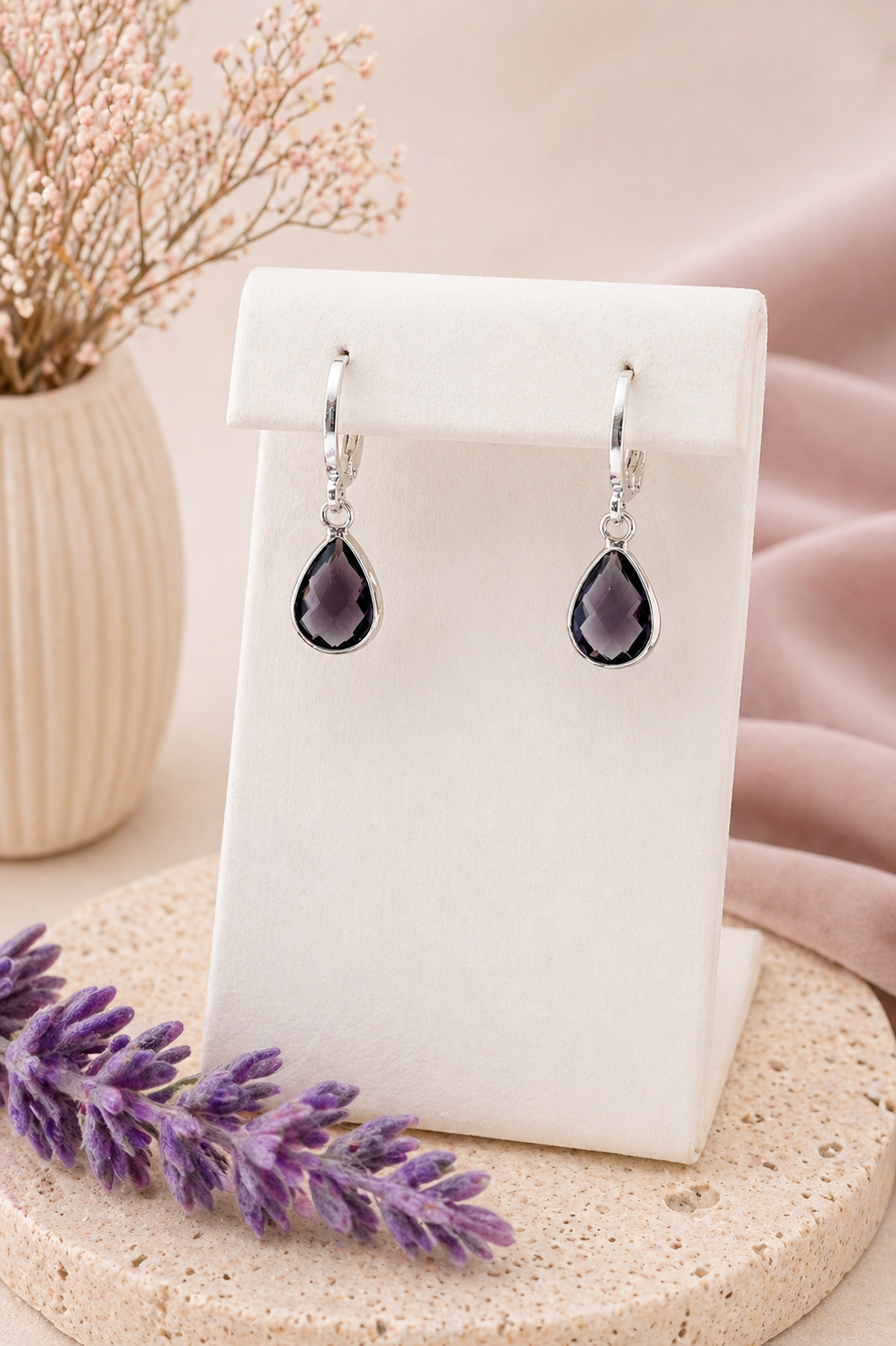 Birthstone Sterling Silver Earrings: Choose Month