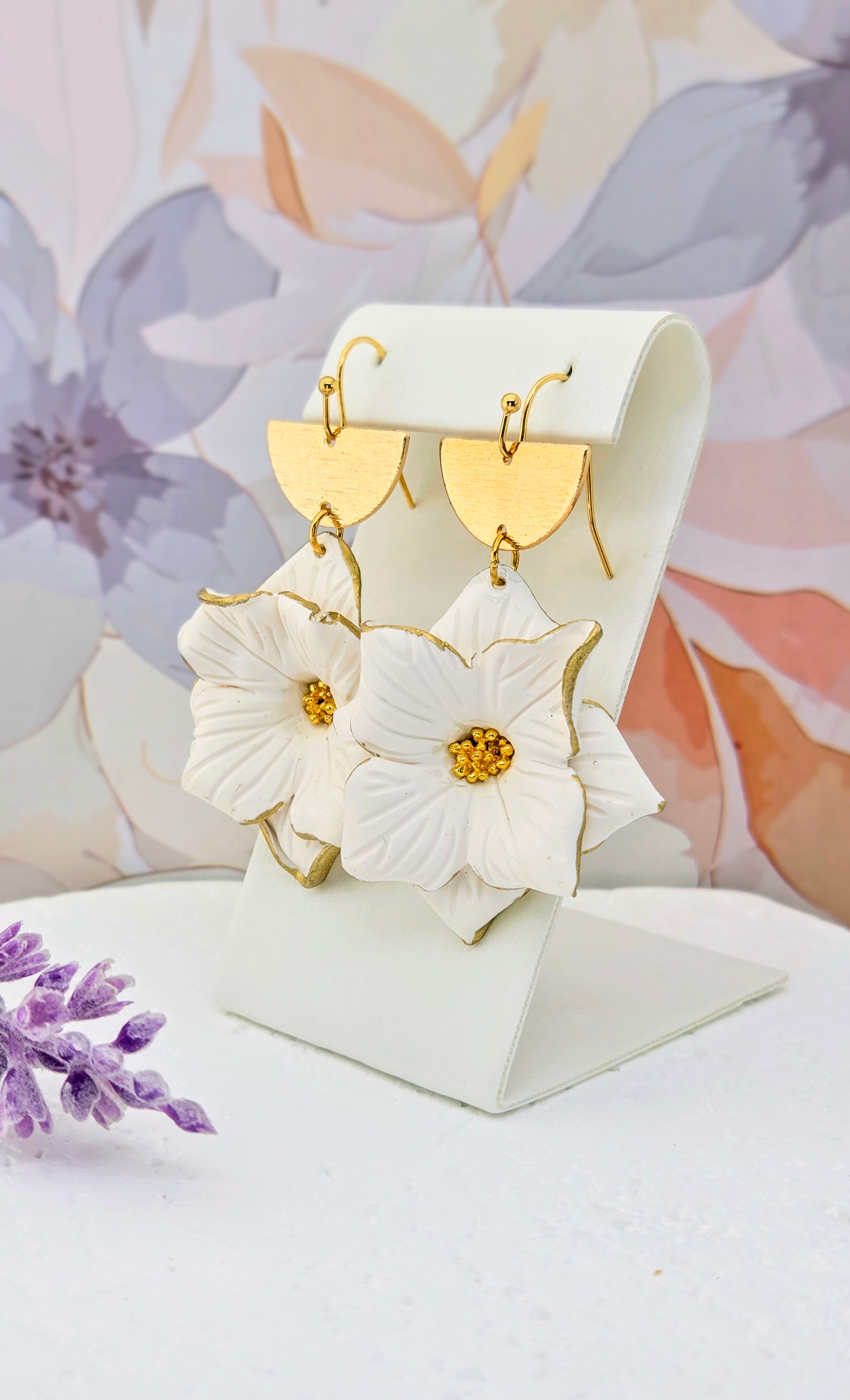 Statement Floral Drop Earrings- Multiple Colors