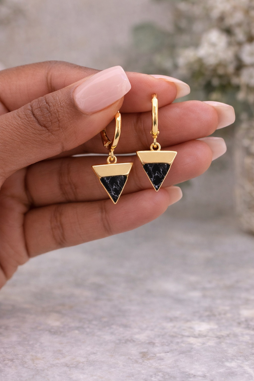 Gold Triangle Huggie Earrings -  Multiple Colors