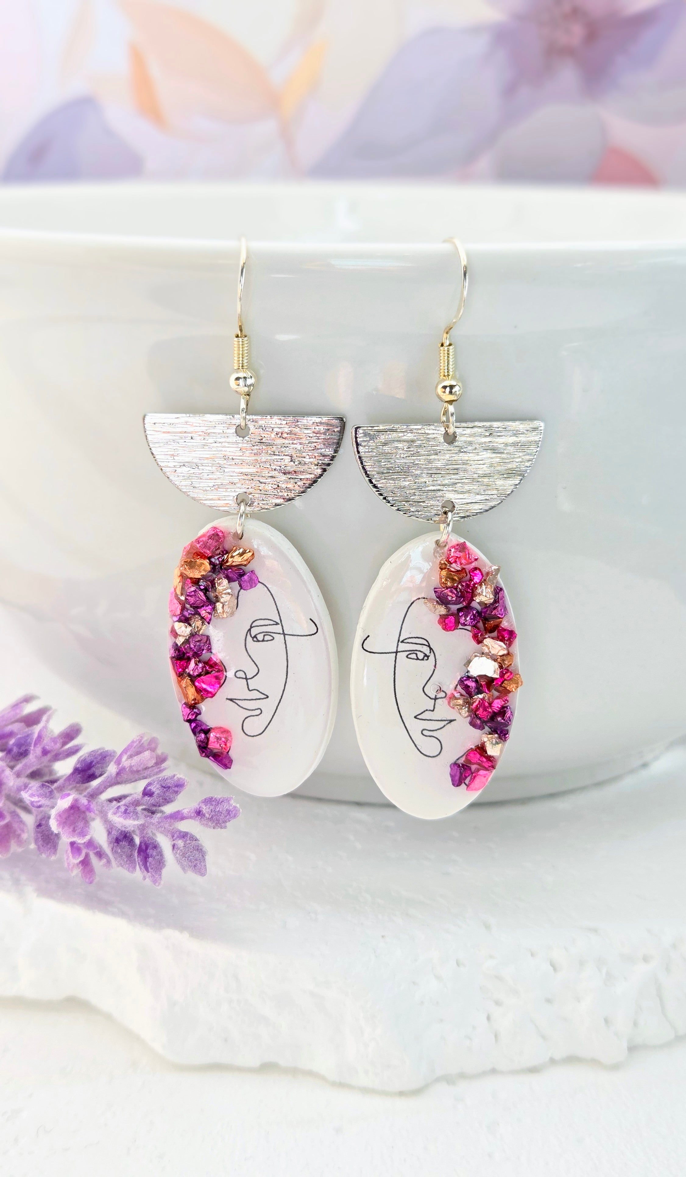 Abstract Face Dangle Earrings