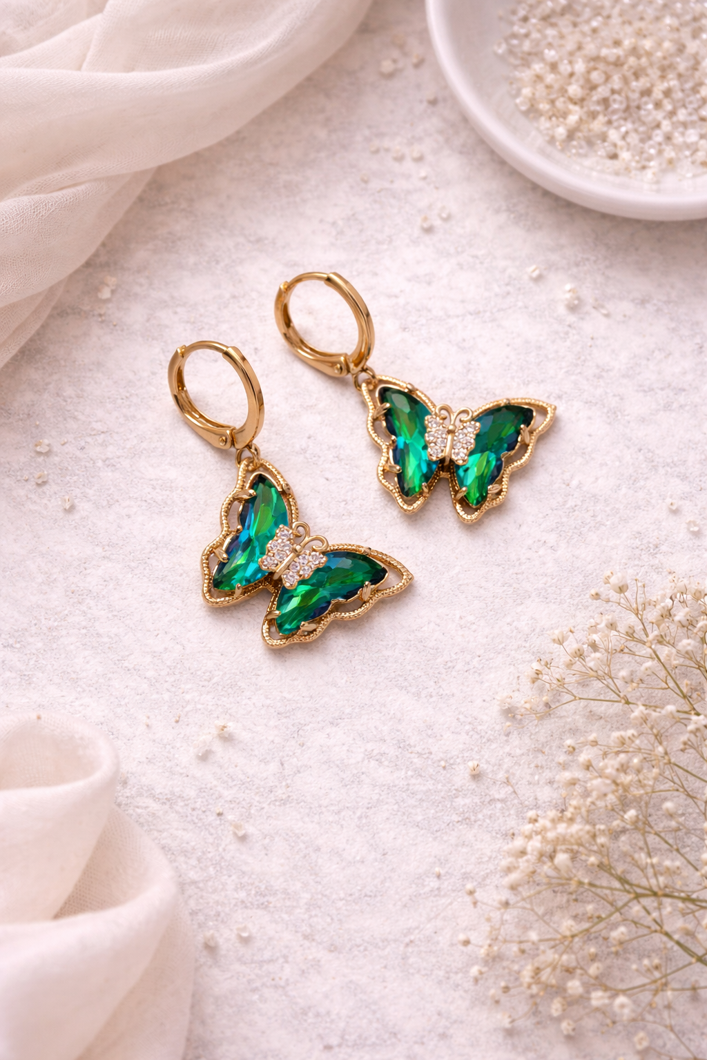 Large Crystal Butterfly Earrings- Multiple Colors