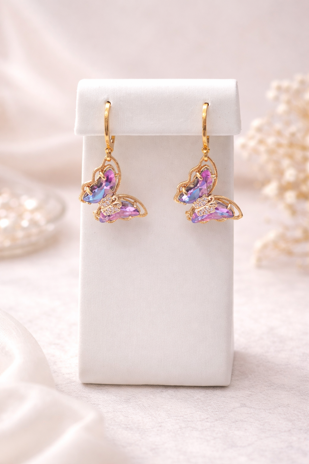 Large Crystal Butterfly Earrings- Multiple Colors