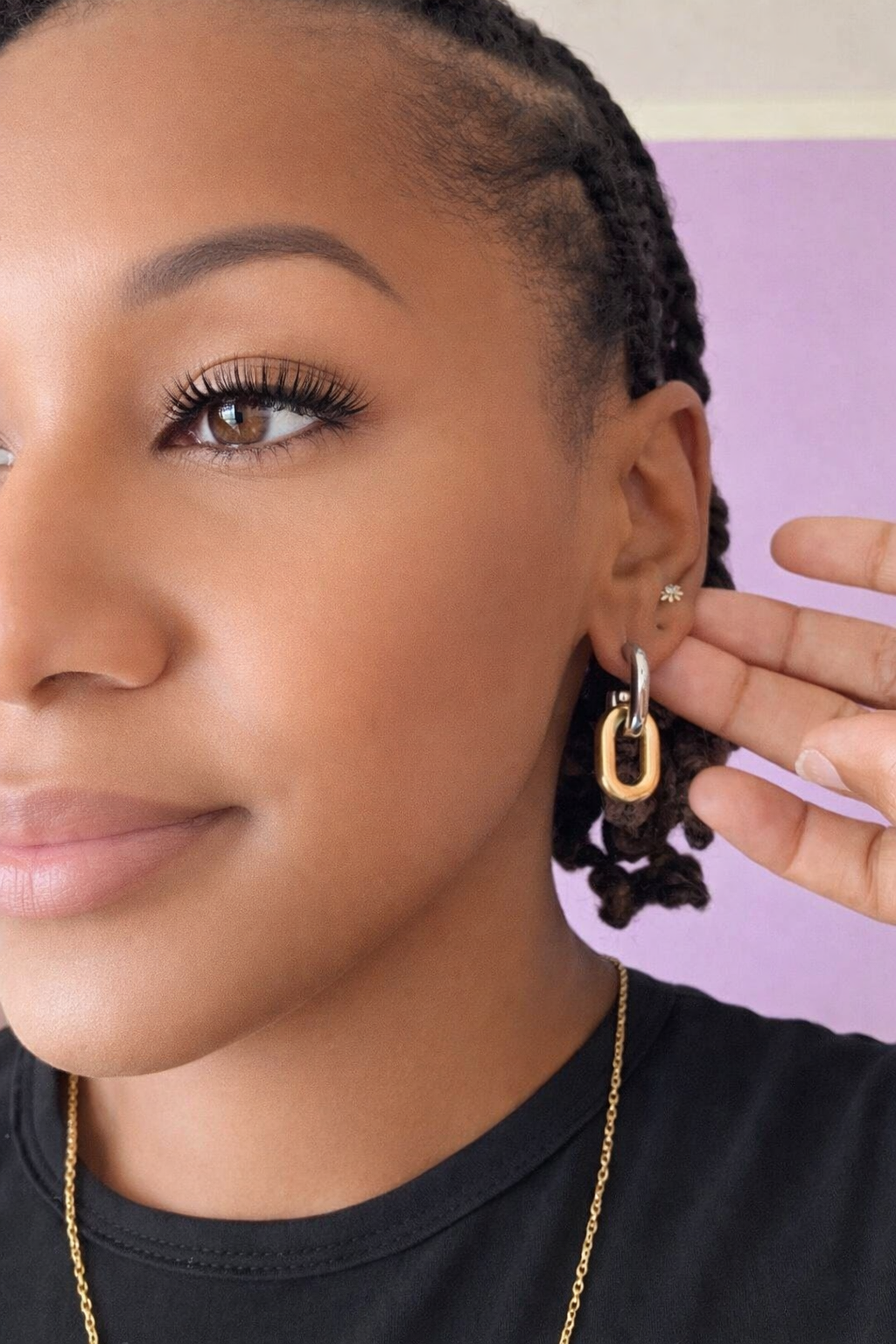 Mixed Metal Link Drop Earrings