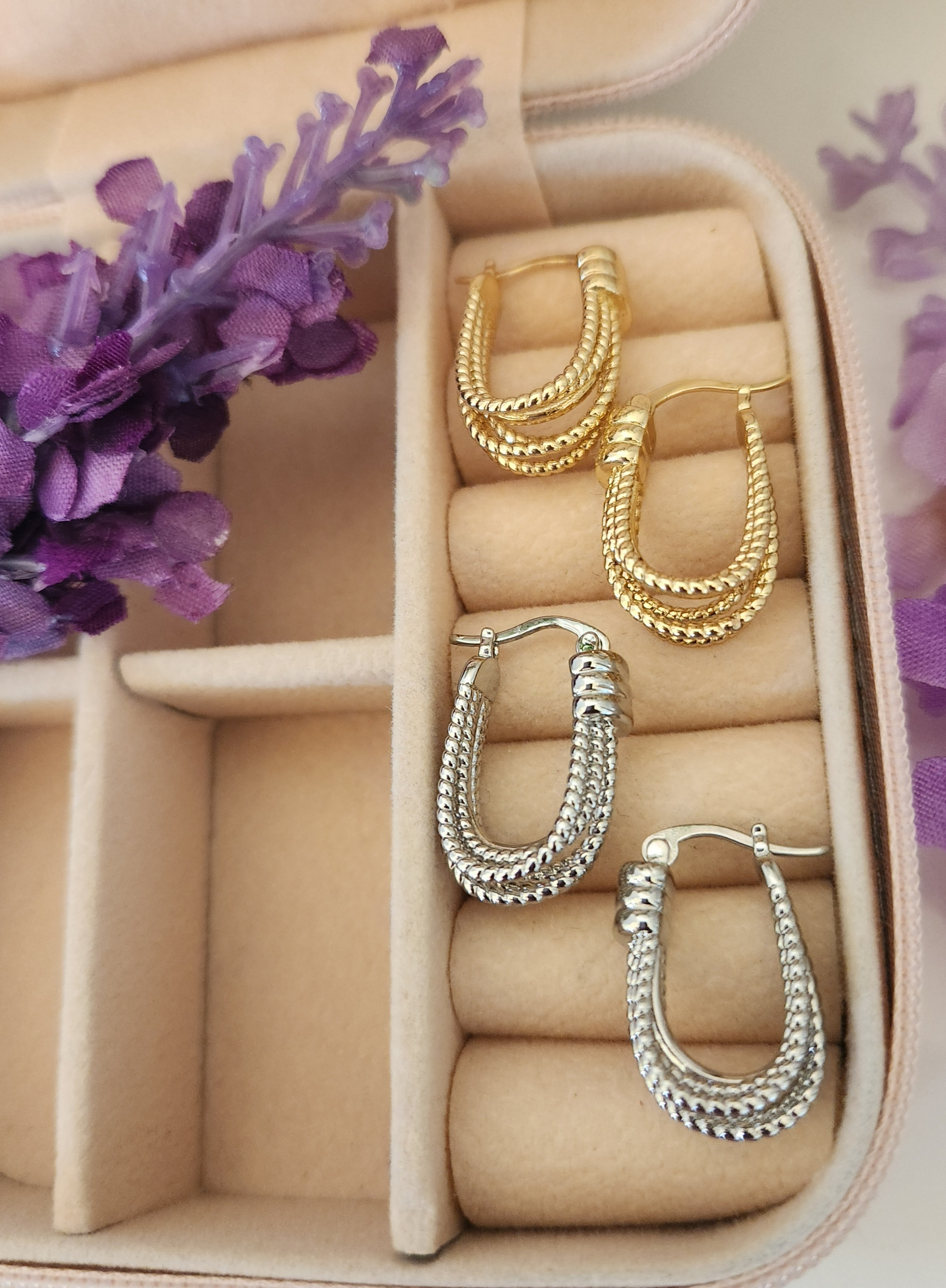 Rope Twist Oval Hoop Earrings