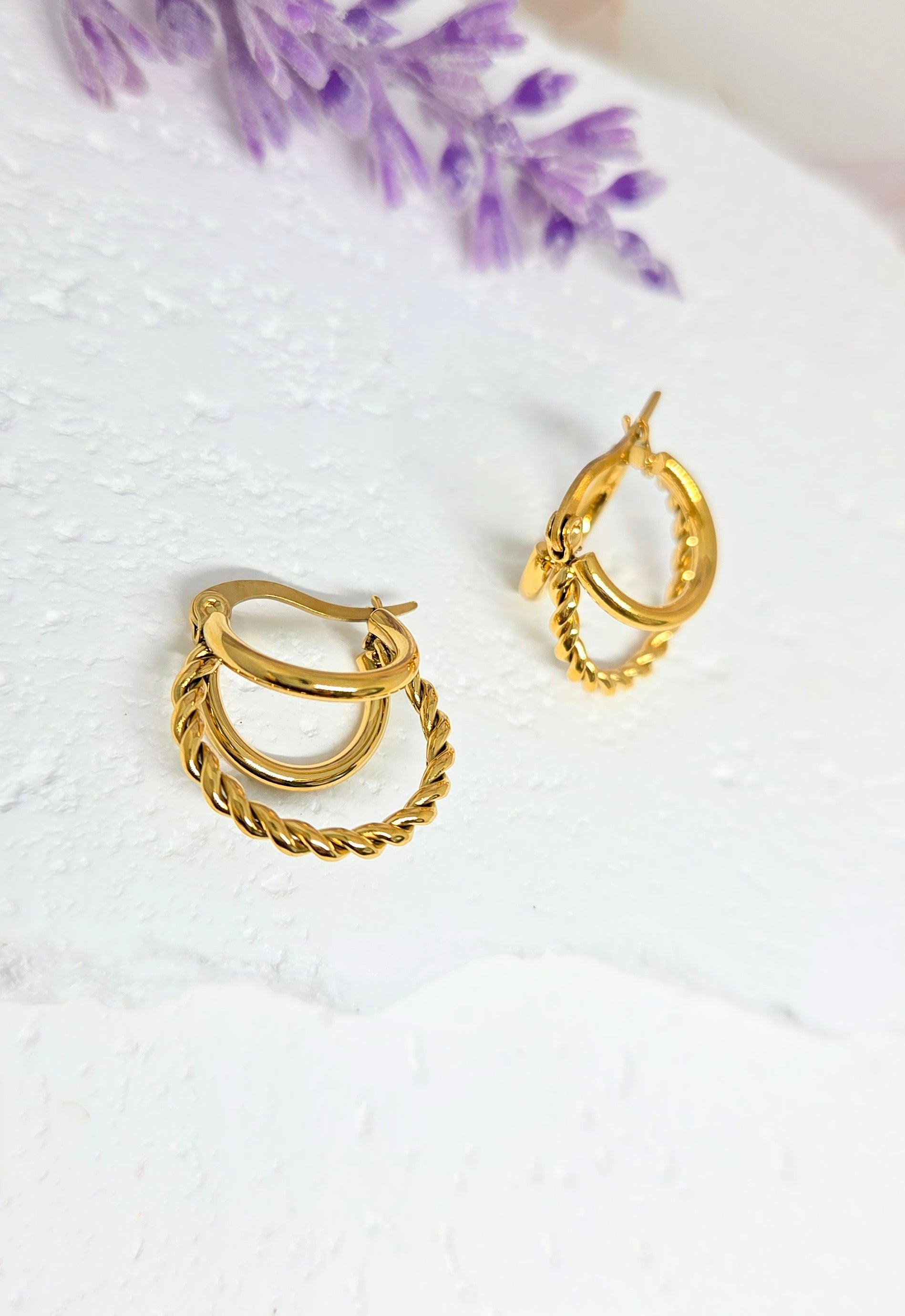 Twisted Triple Hoop Earrings
