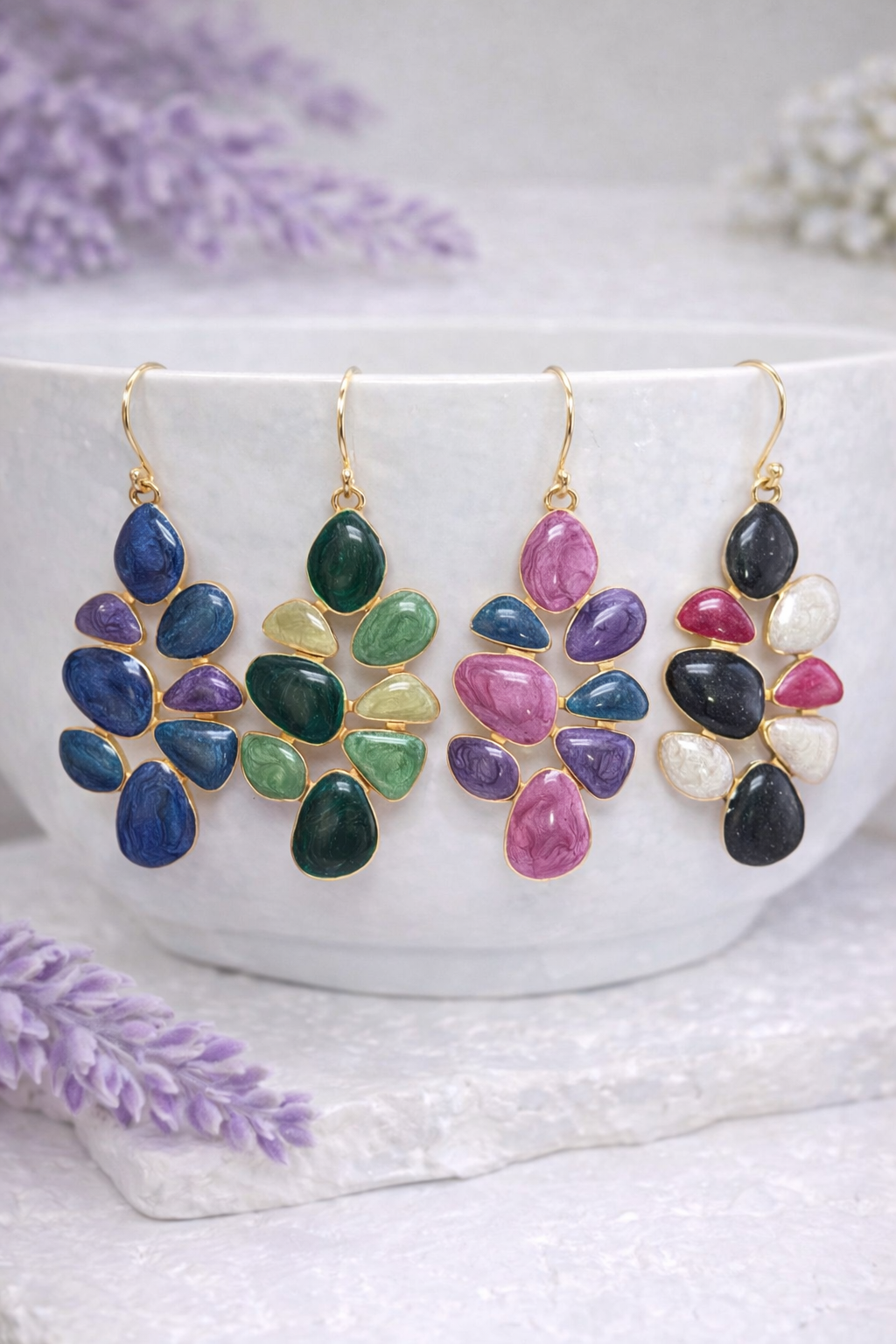 Marble Mosaic Dangle Earrings