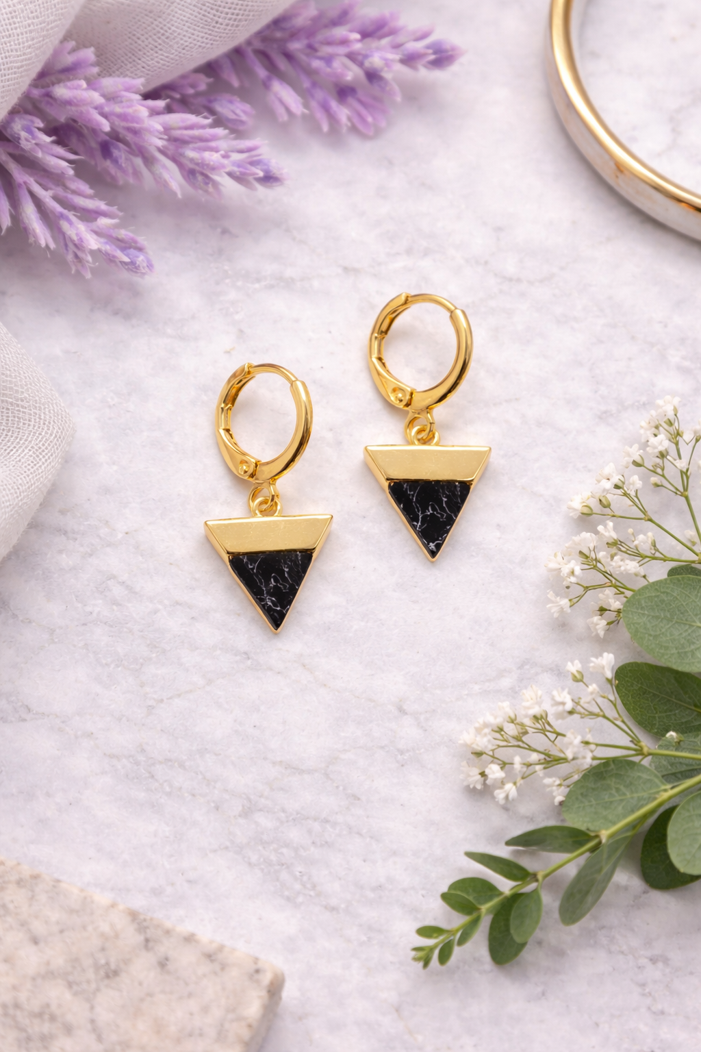 Gold Triangle Huggie Earrings -  Multiple Colors