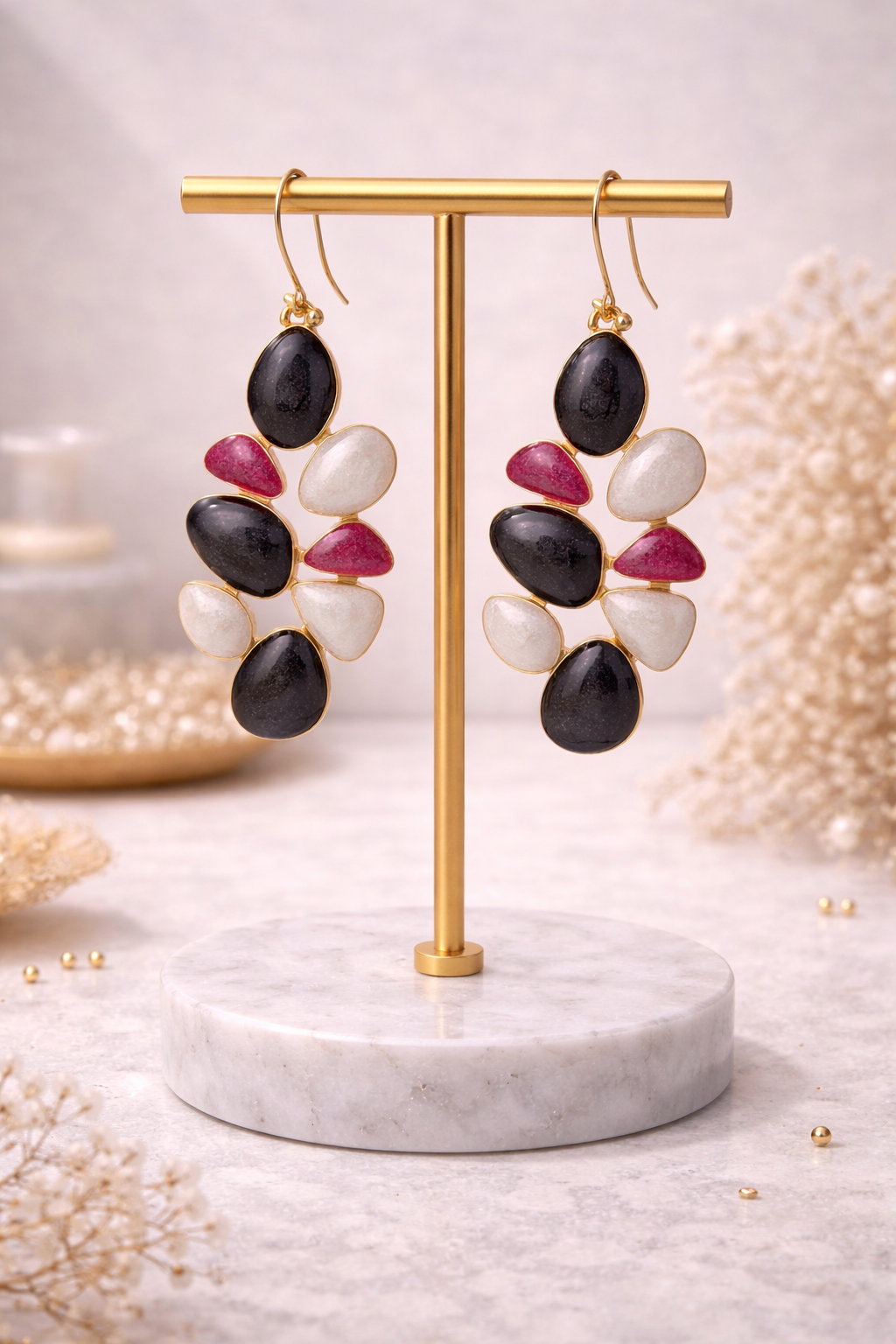 Marble Mosaic Dangle Earrings