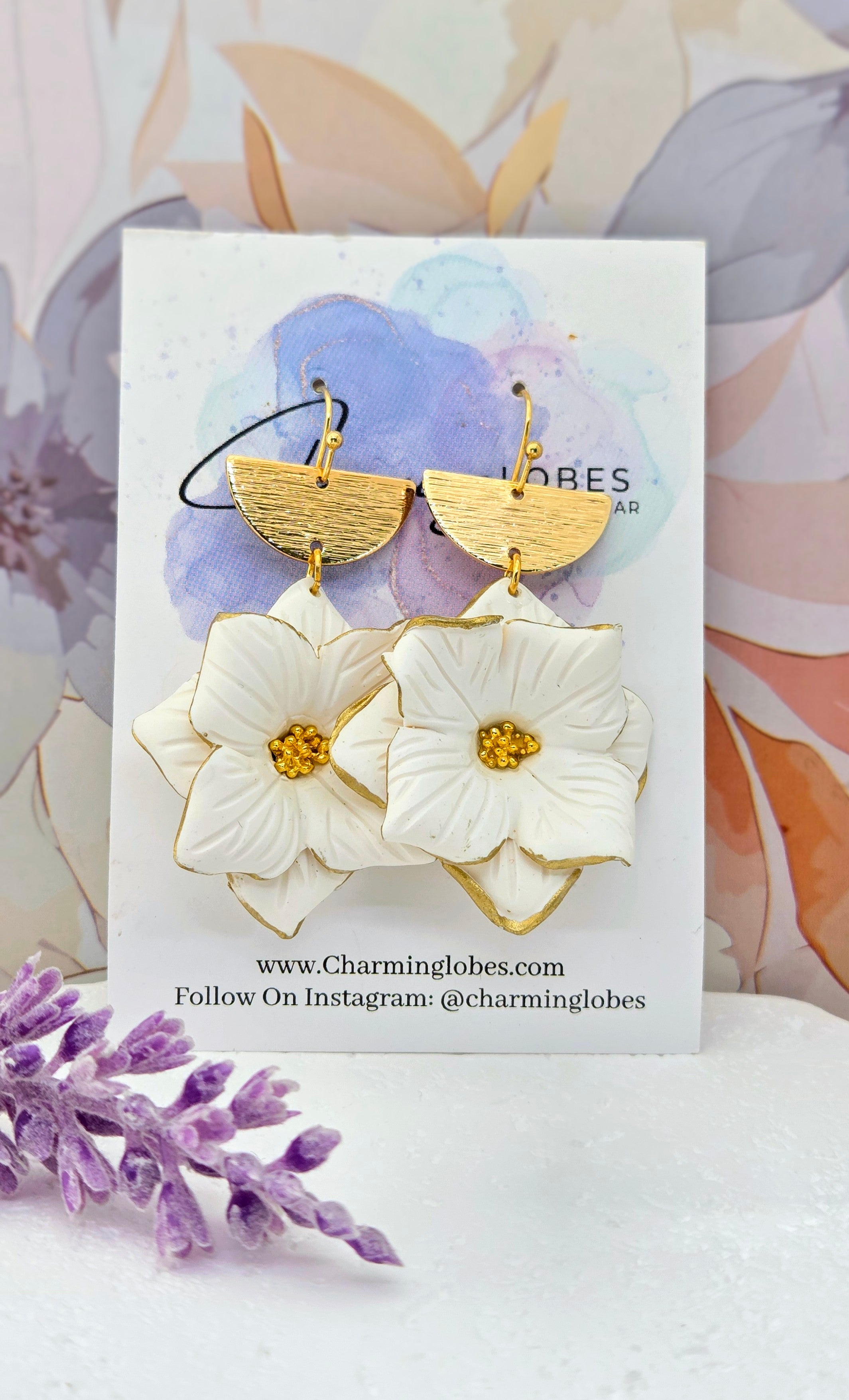 Statement Floral Drop Earrings- Multiple Colors
