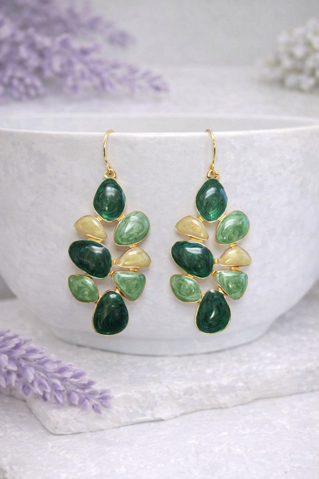 Marble Mosaic Dangle Earrings