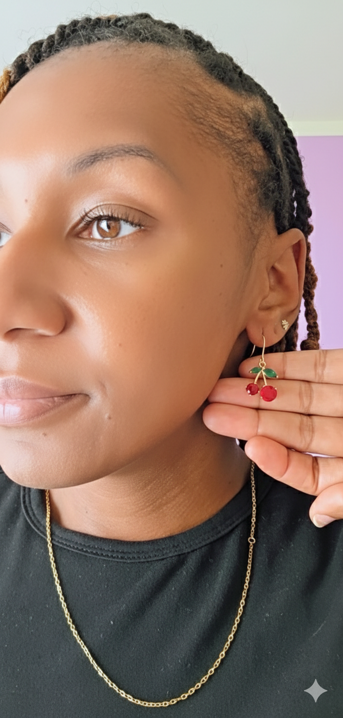 Cherry Crystal Drop Earrings