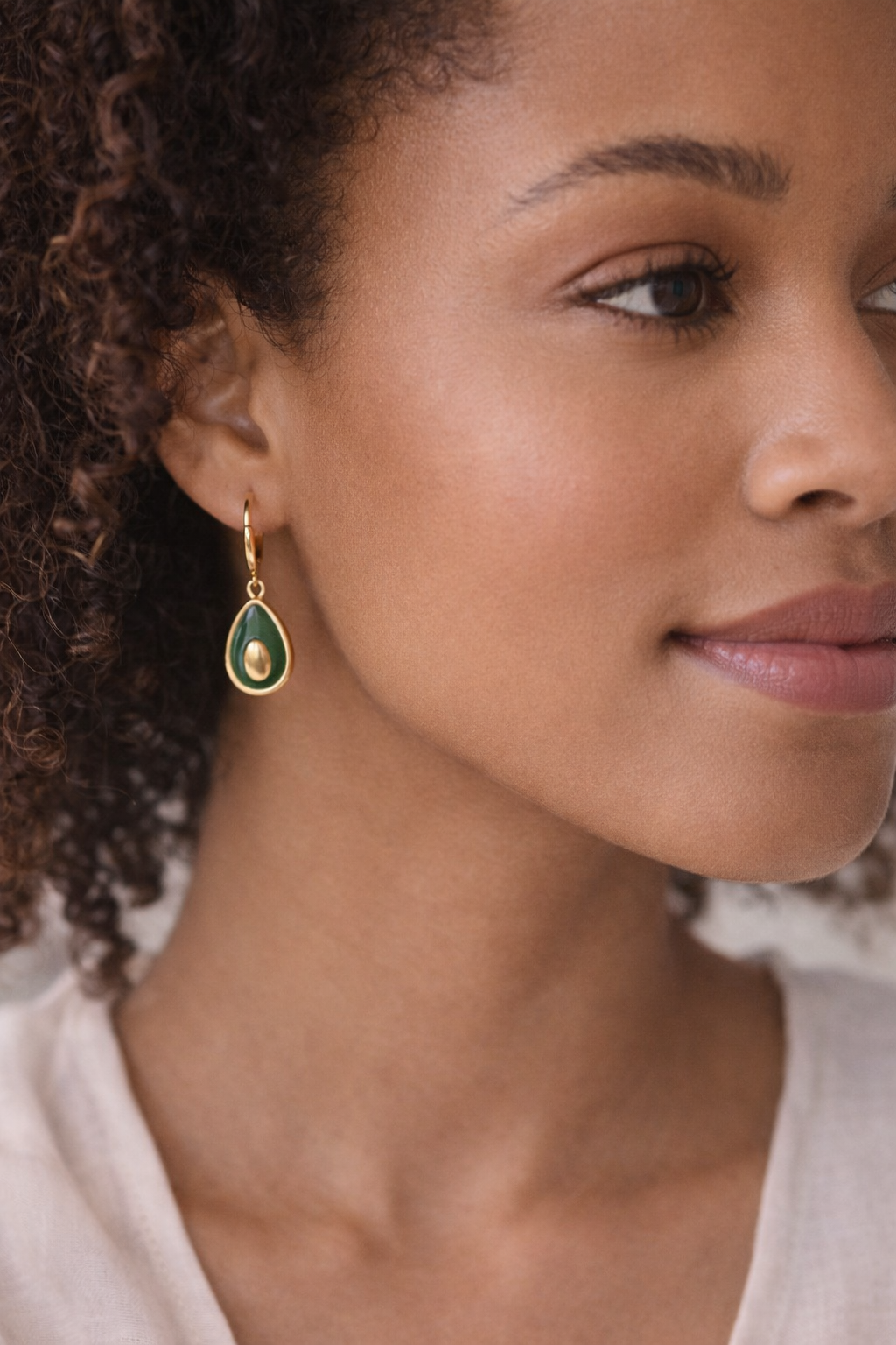 Avocado Huggie Earrings