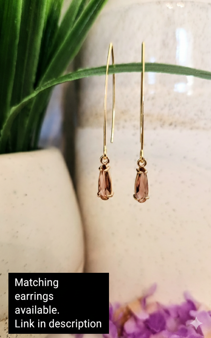 Glass Stone Teardrop Necklace- Multiple Colors,