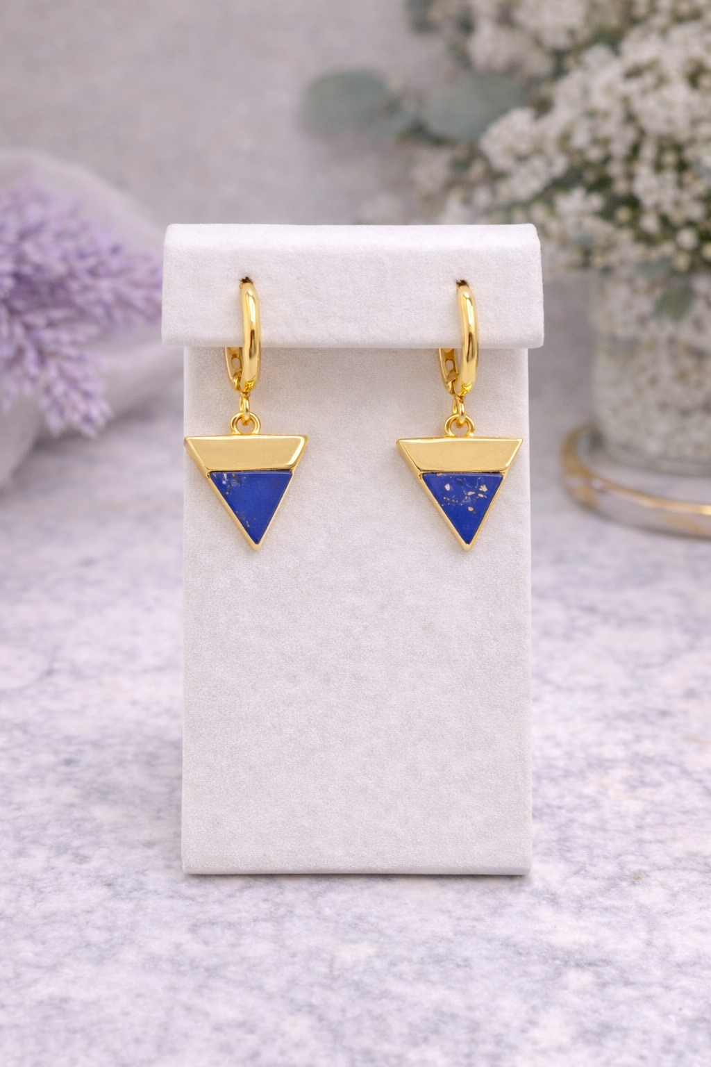 Gold Triangle Huggie Earrings -  Multiple Colors