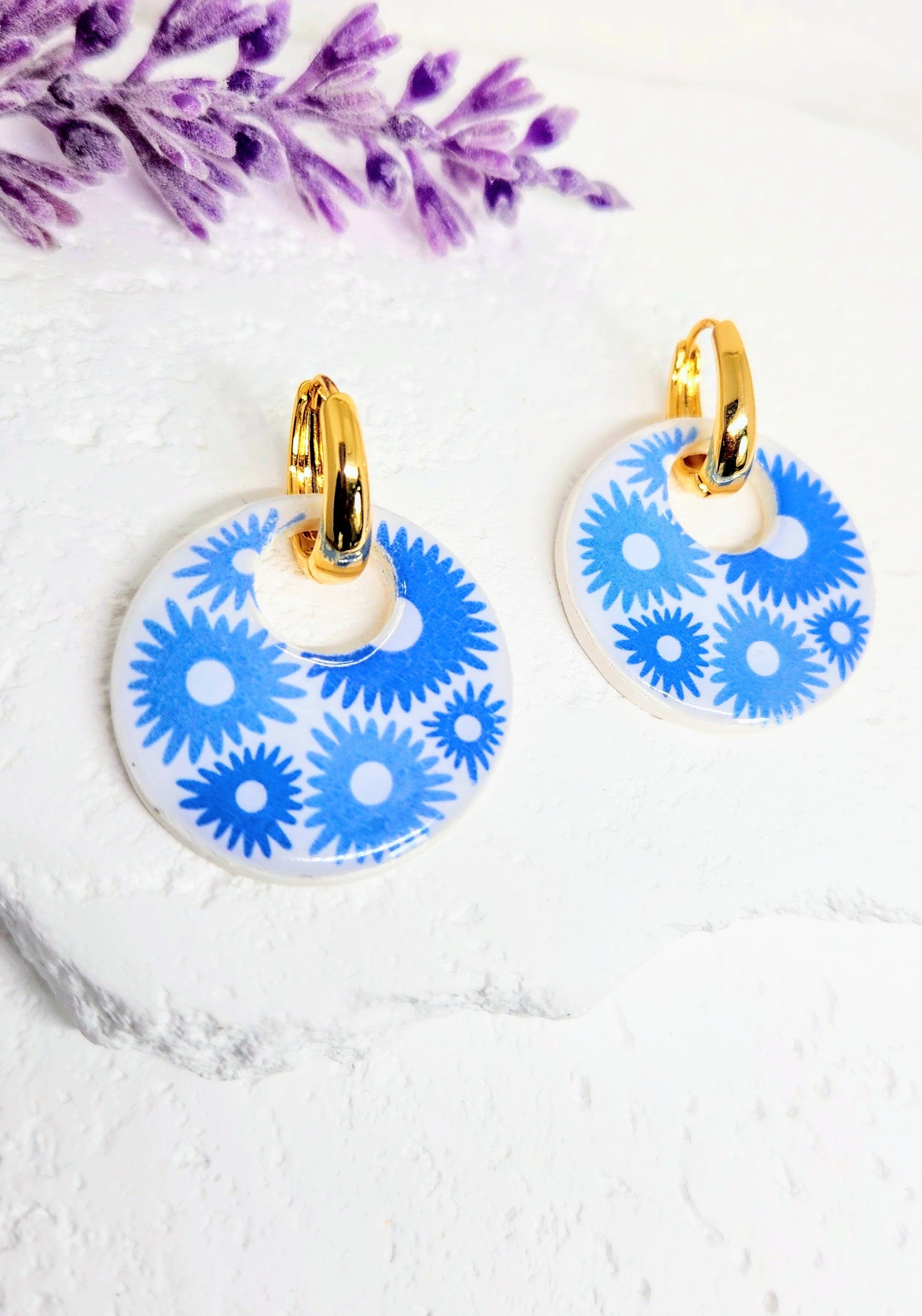 Blue Flower Power Earrings- 2 in 1 Removable Pendant