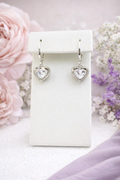 Silver Heart Crystal Earrings