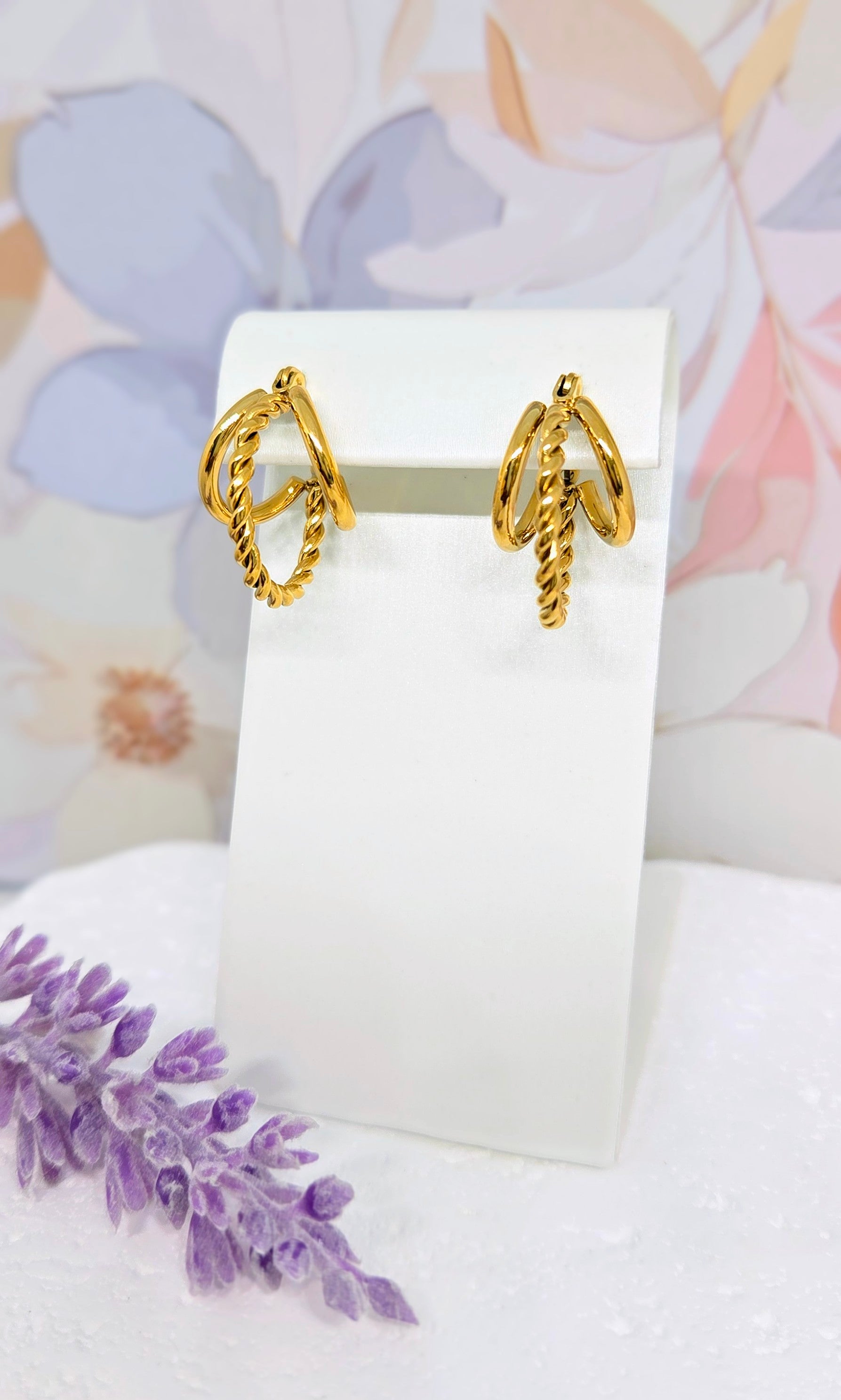Twisted Triple Hoop Earrings