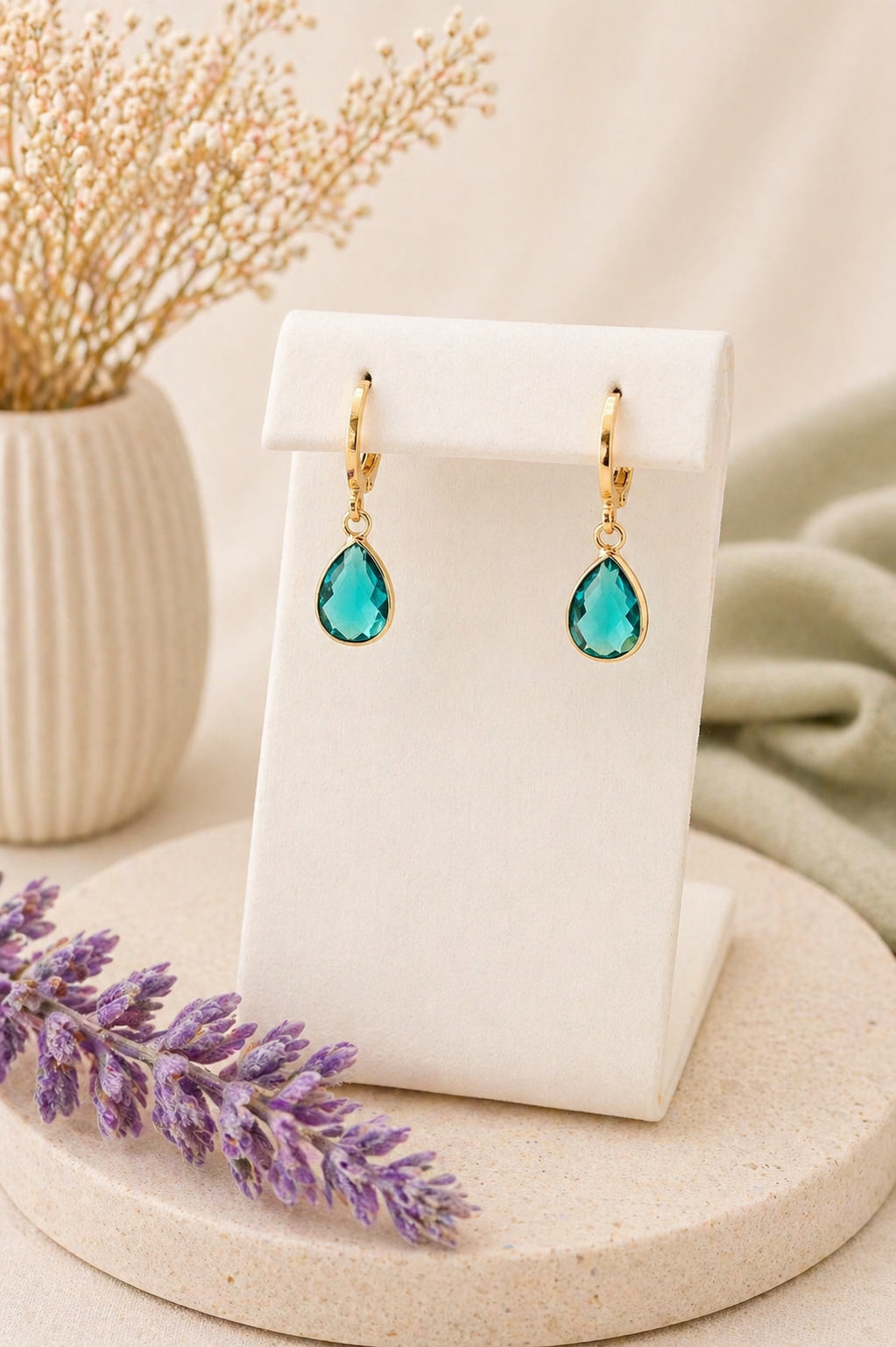 Birthstone Huggie Hoop Earrings– Dainty 18k Gold Drop in Every Month