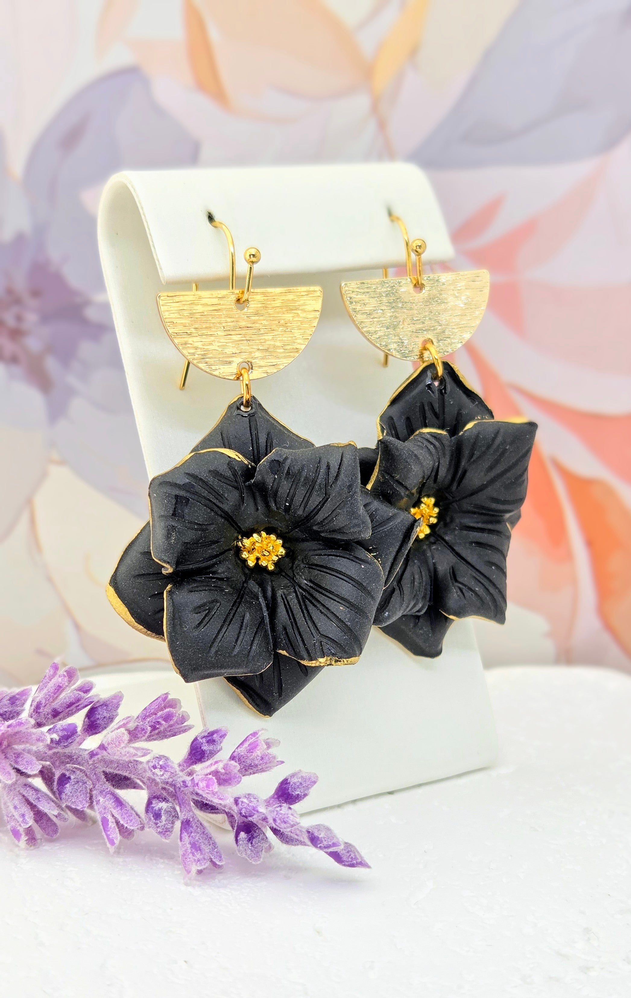 Statement Floral Drop Earrings- Multiple Colors