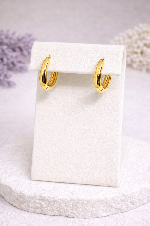 Black with Gold Vein Marble Earrings- 2 in 1