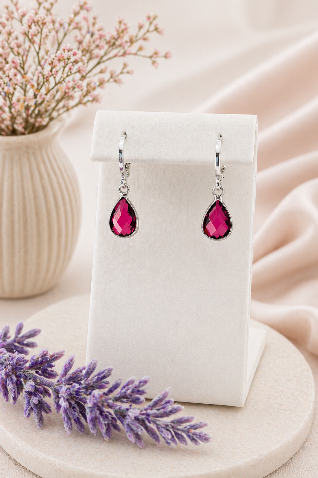 Birthstone Sterling Silver Earrings: Choose Month