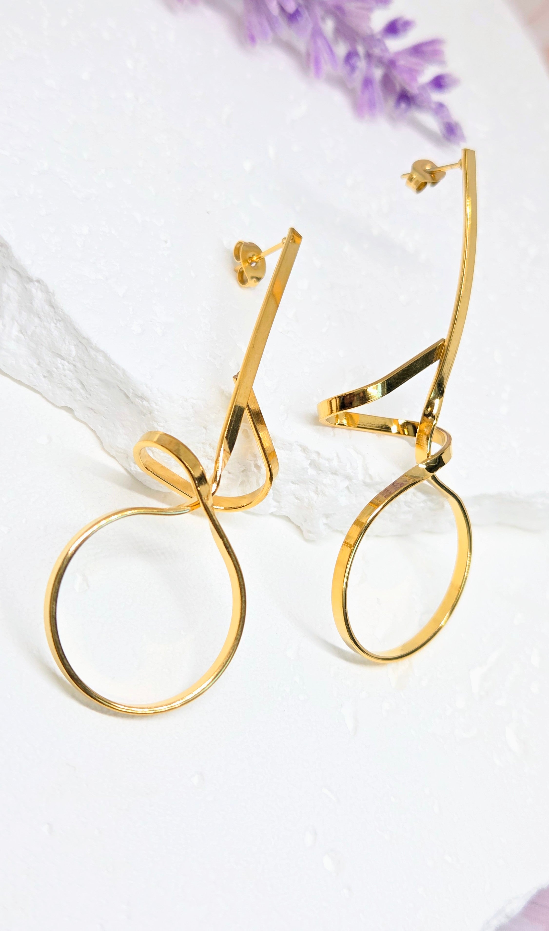 Modern Loop Drop Earrings-18k Gold or Silver Stainless Steel