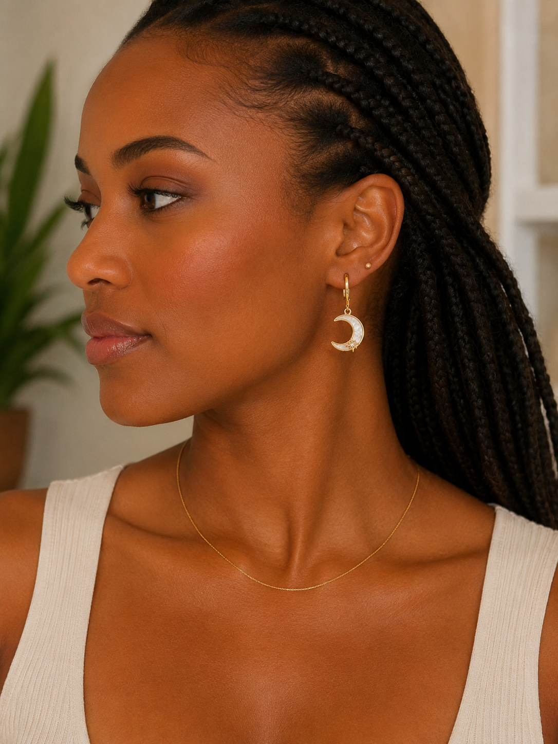 Celestial Moon & Star Asymmetric Huggie Earrings