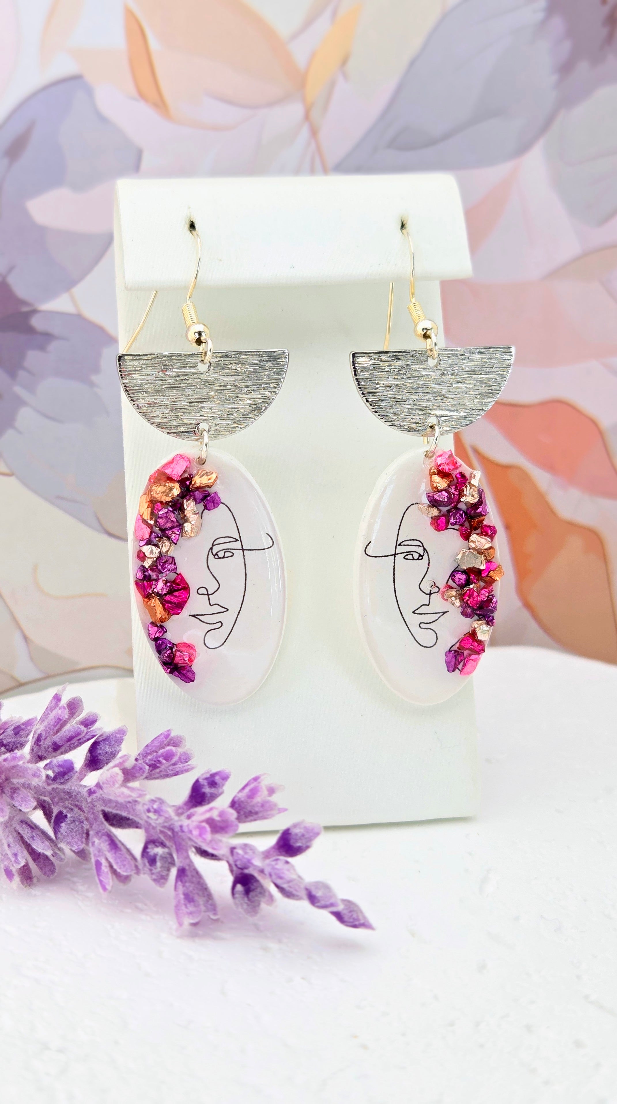 Abstract Face Dangle Earrings