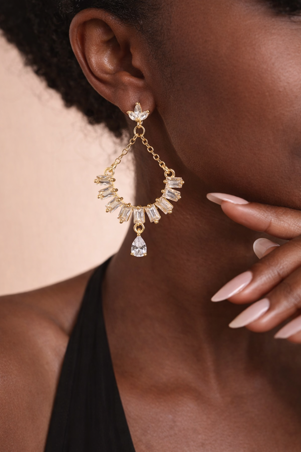 Gold Crystal Bridal Chandelier Earrings