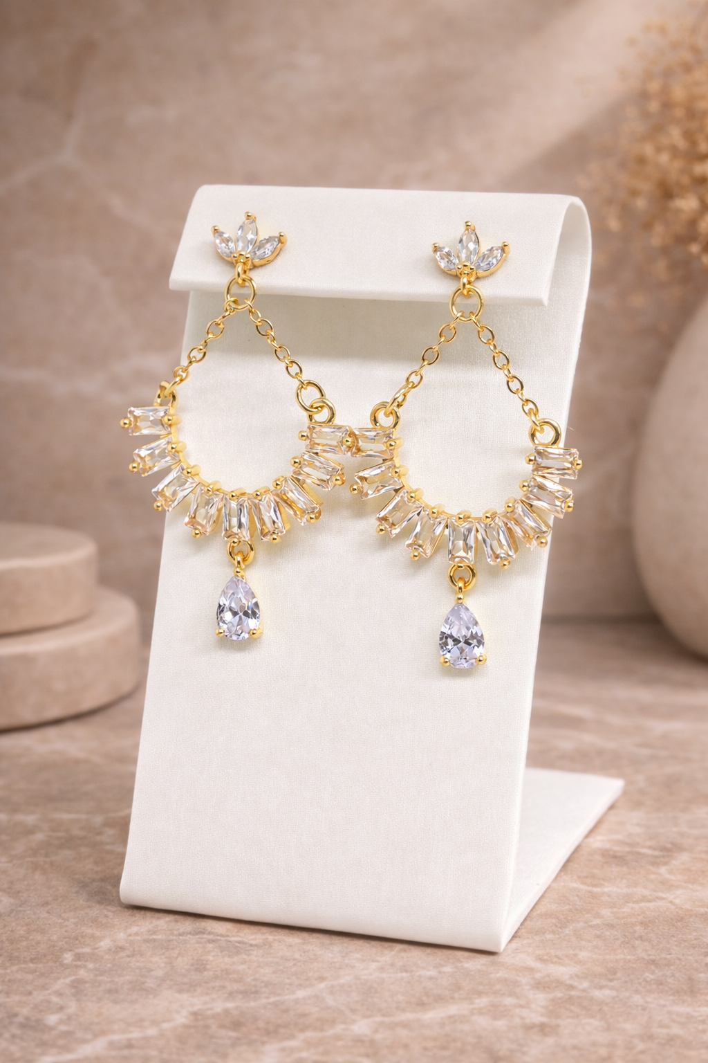 Gold Crystal Bridal Chandelier Earrings