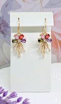 Multicolor Crystal Floral Drop Earrings