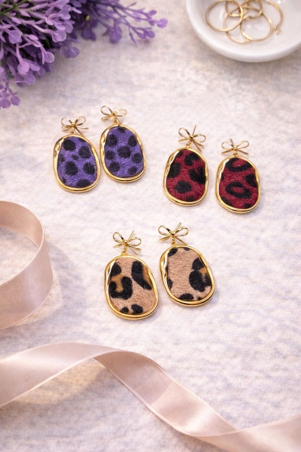 Leopard Print Bow Earrings