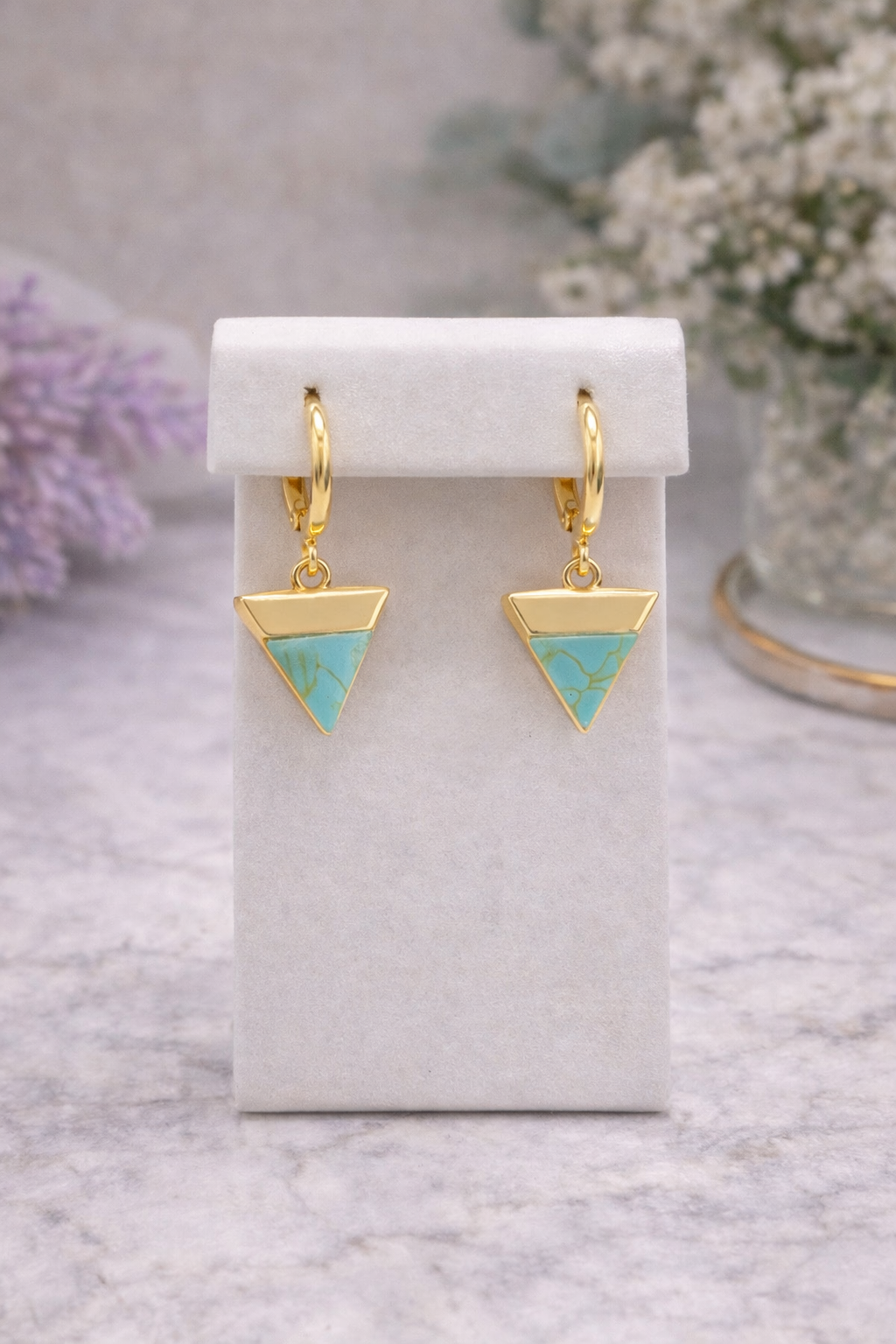 Gold Triangle Huggie Earrings -  Multiple Colors