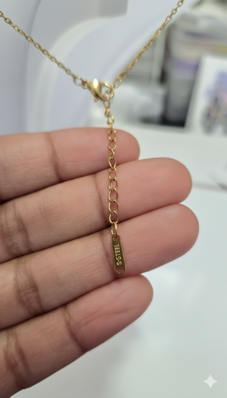 Glass Stone Teardrop Necklace- Multiple Colors,