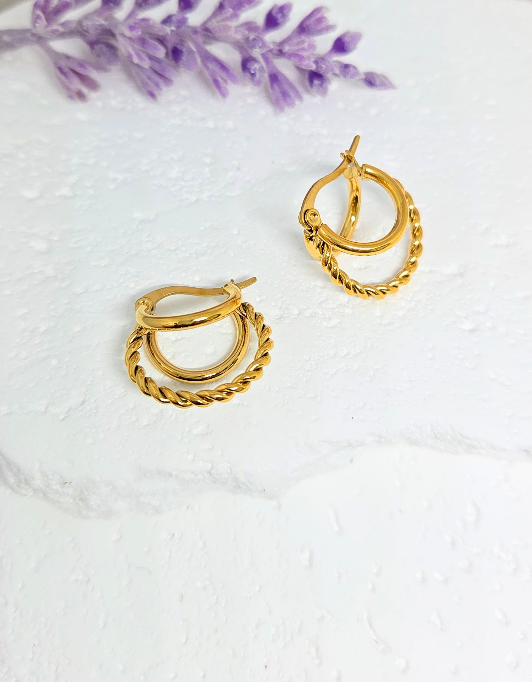 Twisted Triple Hoop Earrings