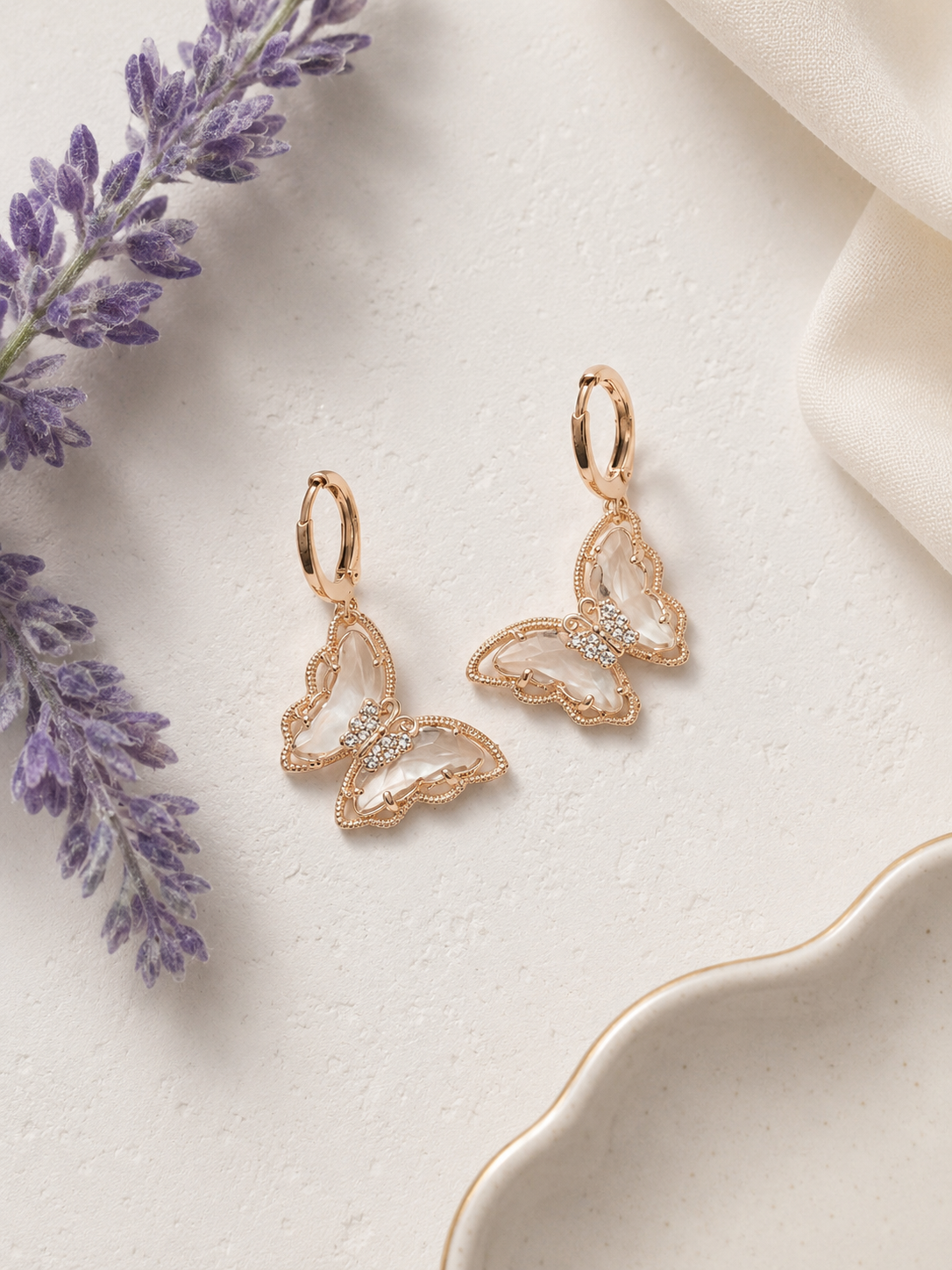 Large Crystal Butterfly Earrings- Multiple Colors