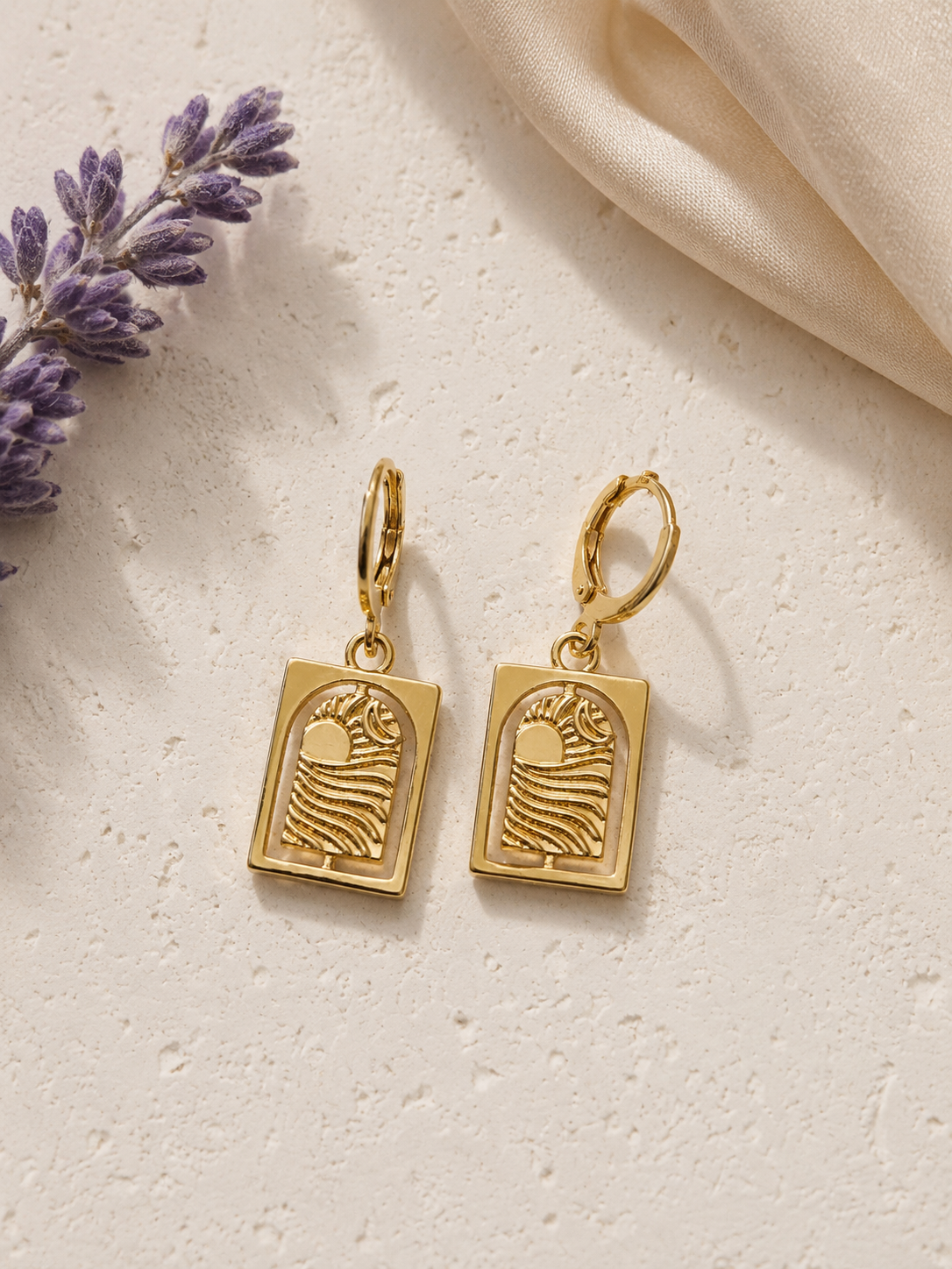Sunset Ocean Huggie Earrings-