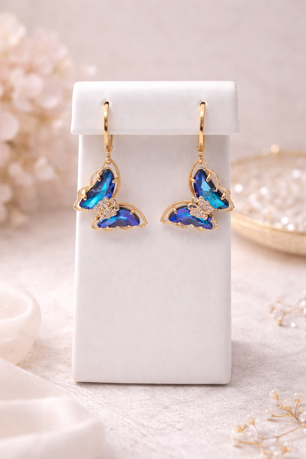 Large Crystal Butterfly Earrings- Multiple Colors