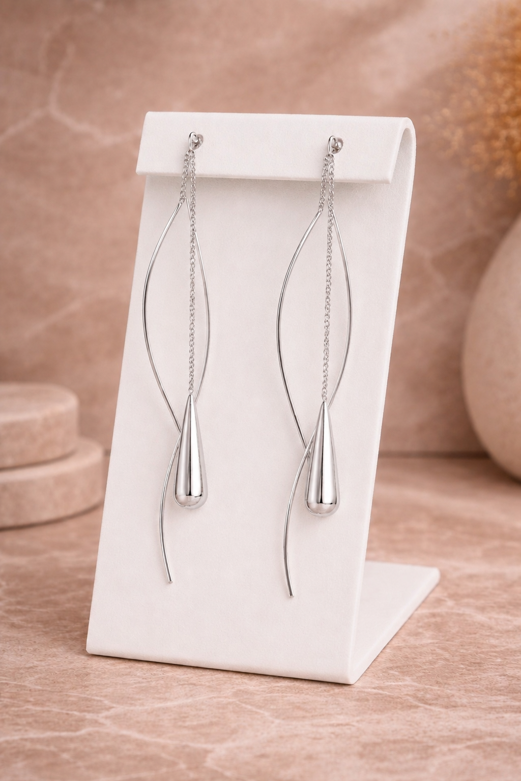 Gold or Silver Teardrop Threader Earrings