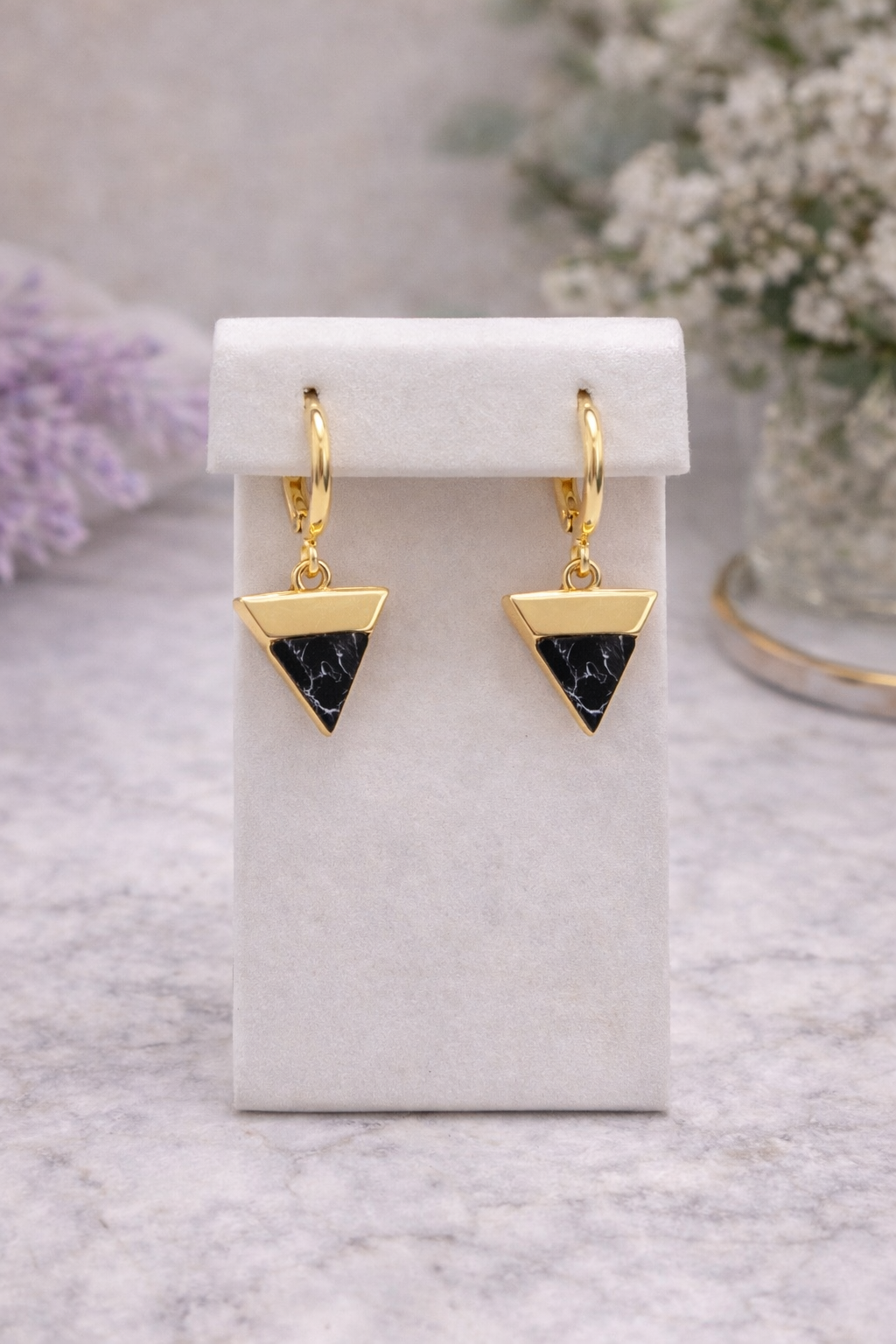 Gold Triangle Huggie Earrings -  Multiple Colors