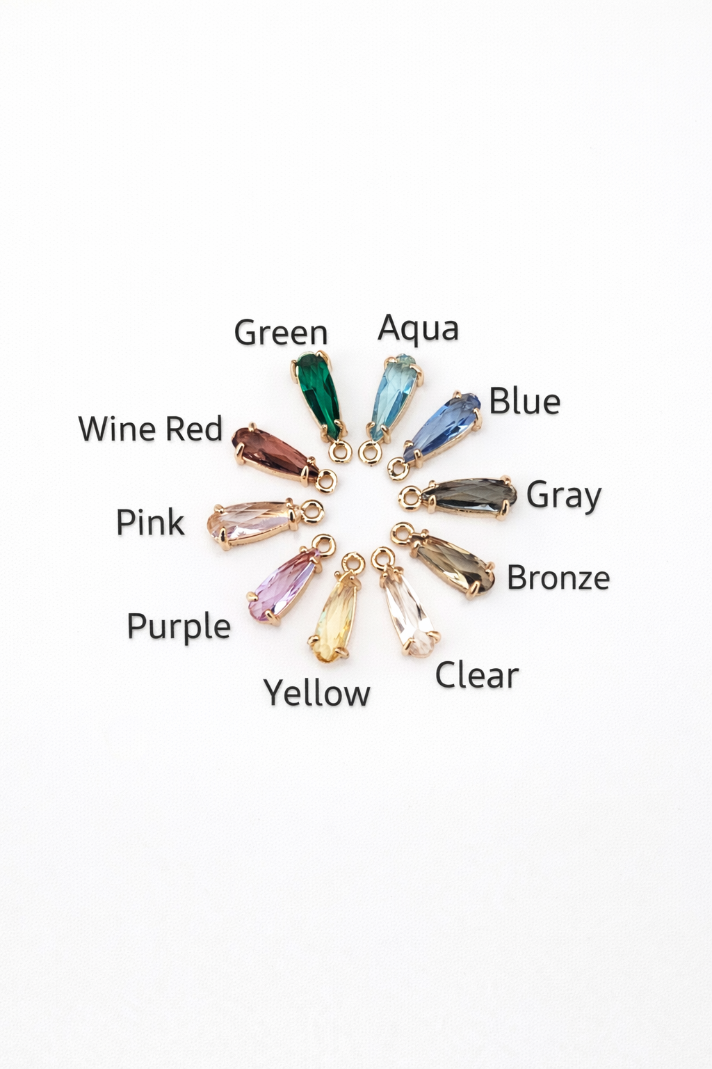 Glass Stone Teardrop Necklace- Multiple Colors,