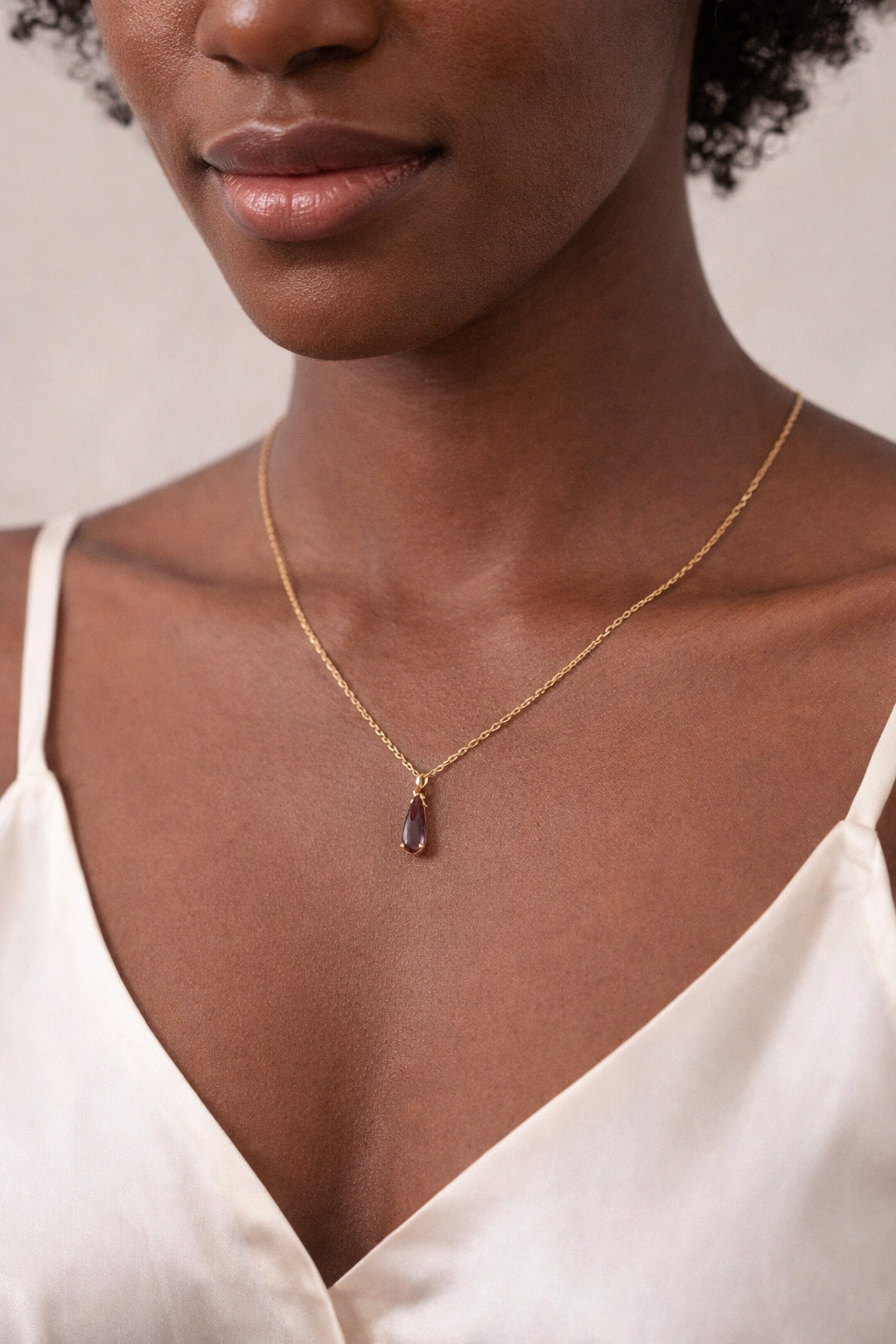 Glass Stone Teardrop Necklace- Multiple Colors,