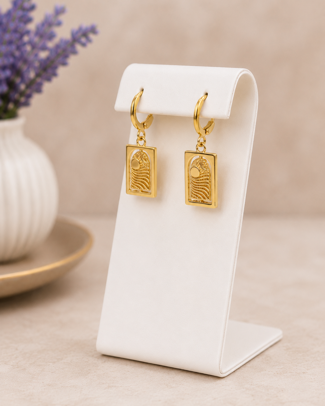 Sunset Ocean Huggie Earrings-