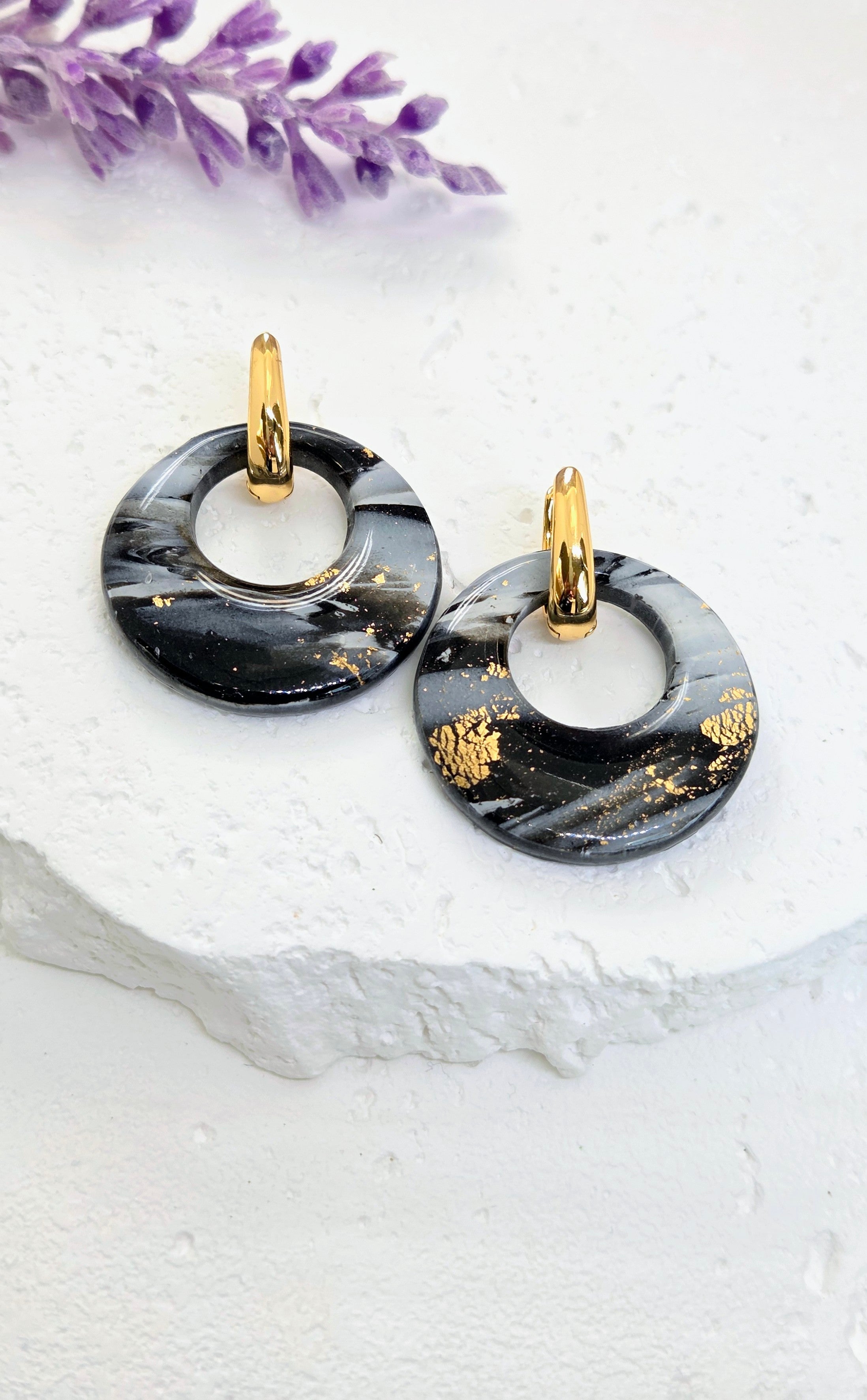 Smoky cloud Marble Earrings- 2 in 1