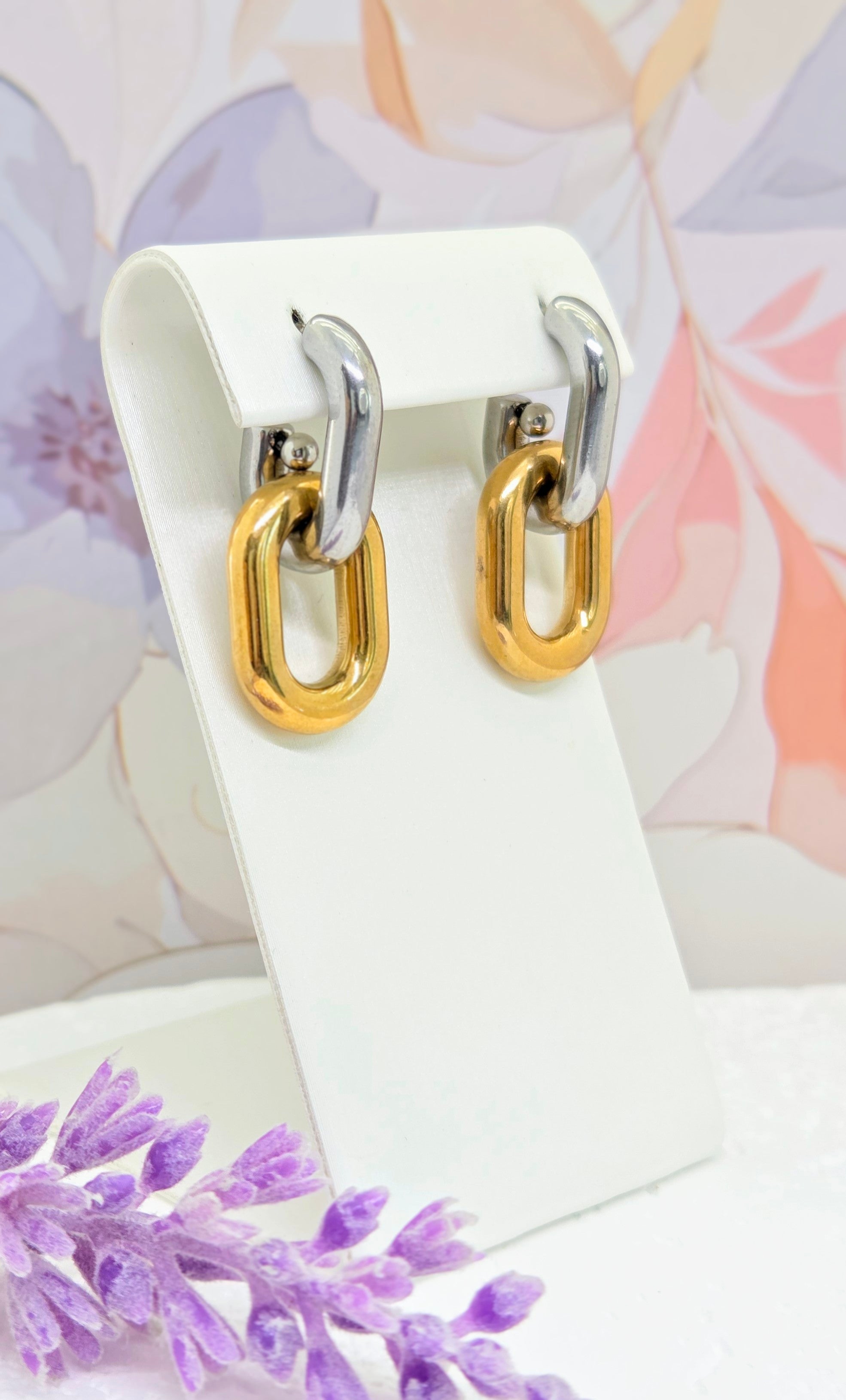 Mixed Metal Link Drop Earrings